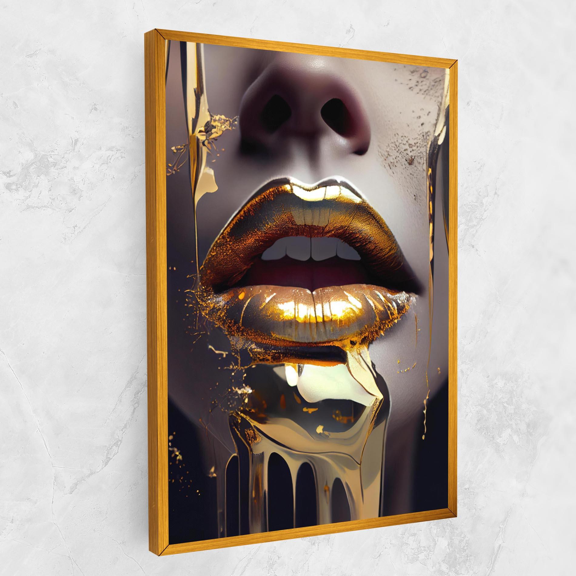 Leinwandbild Glamorous Gold Lips mockup 1