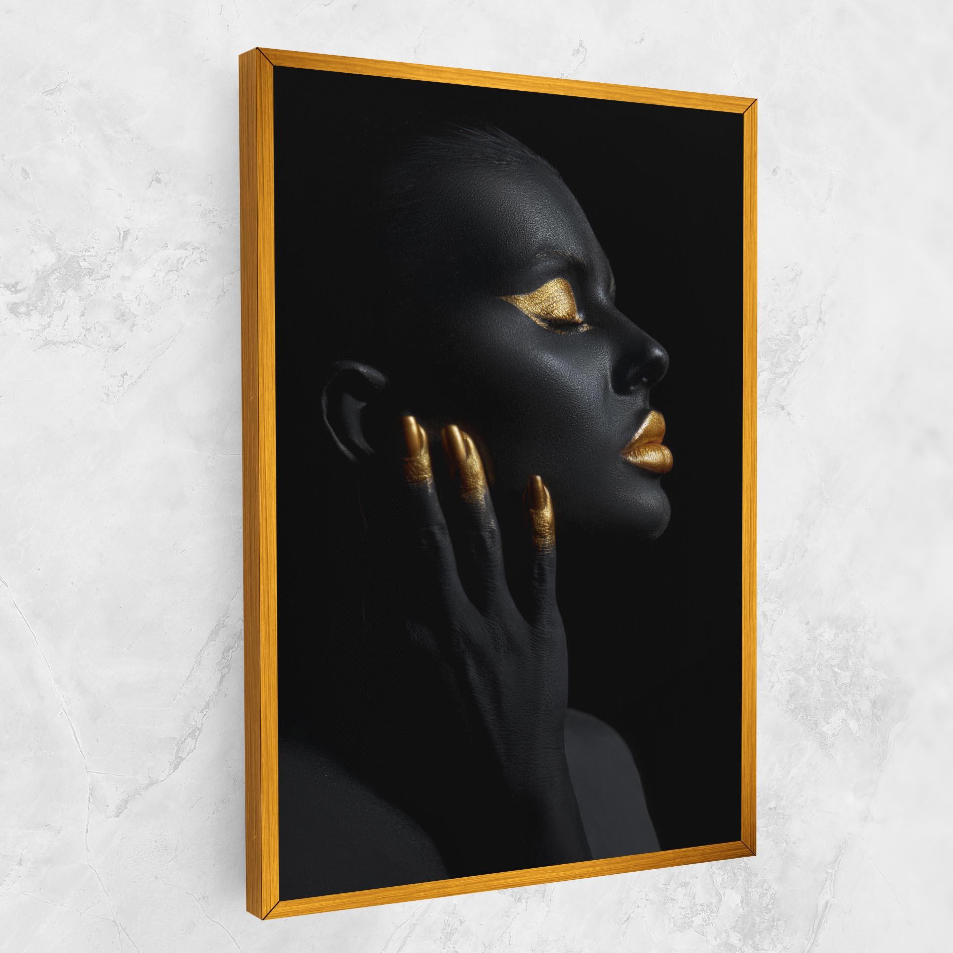 Leinwandbild Gold Black Paint mockup 1