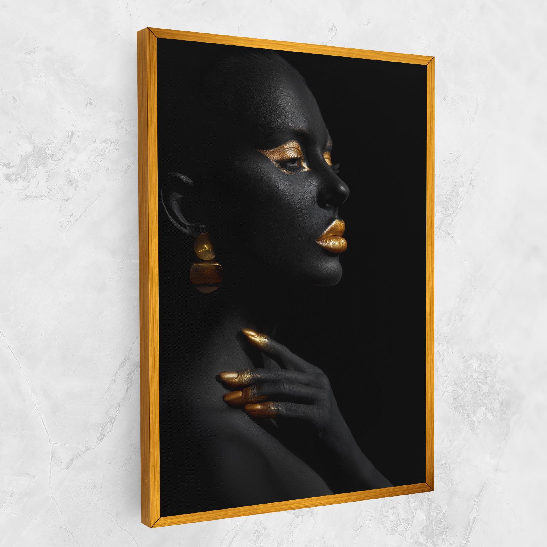 Leinwandbild Lips Gold Eyelids mockup 1