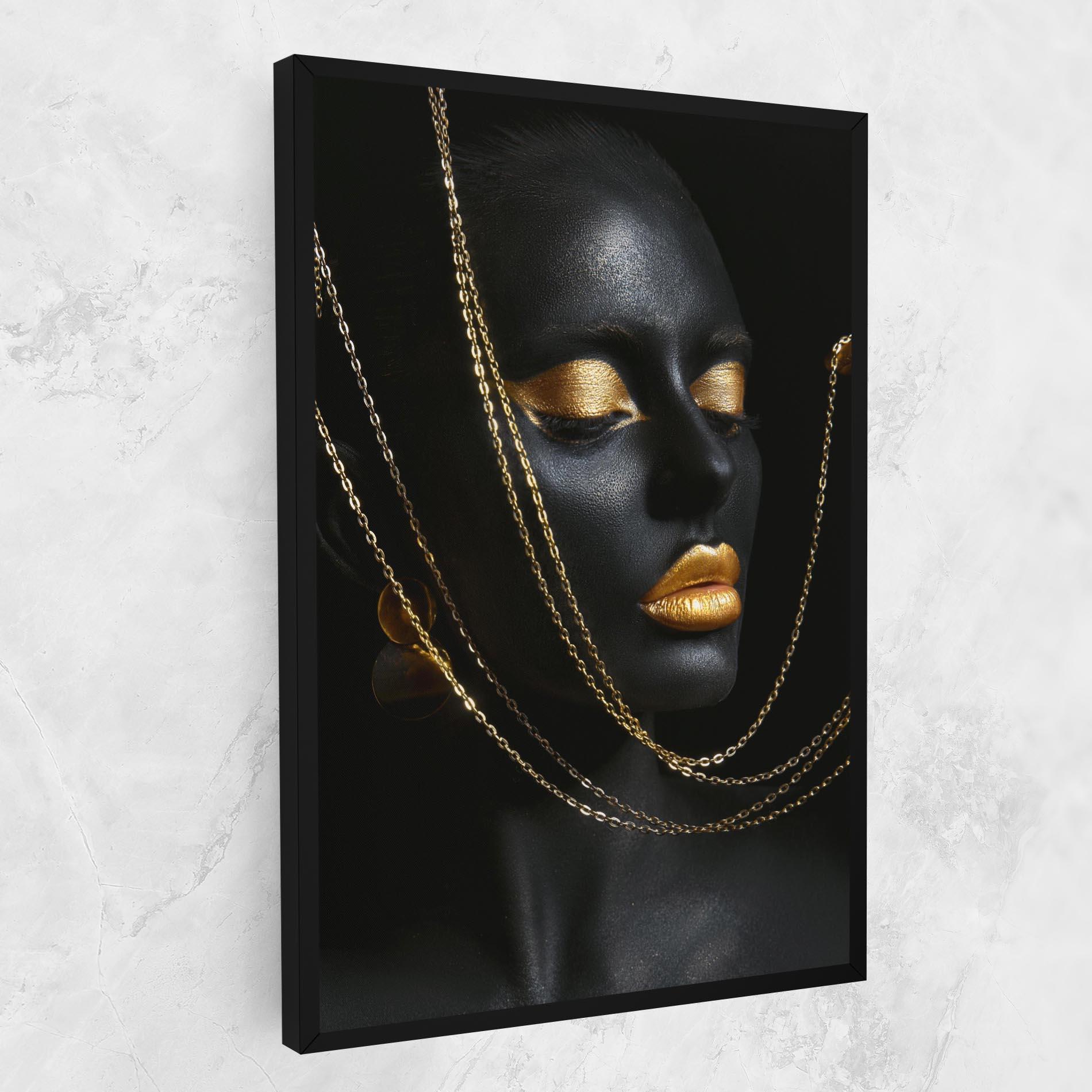 Leinwandbild Chain Gold Lips mockup 1