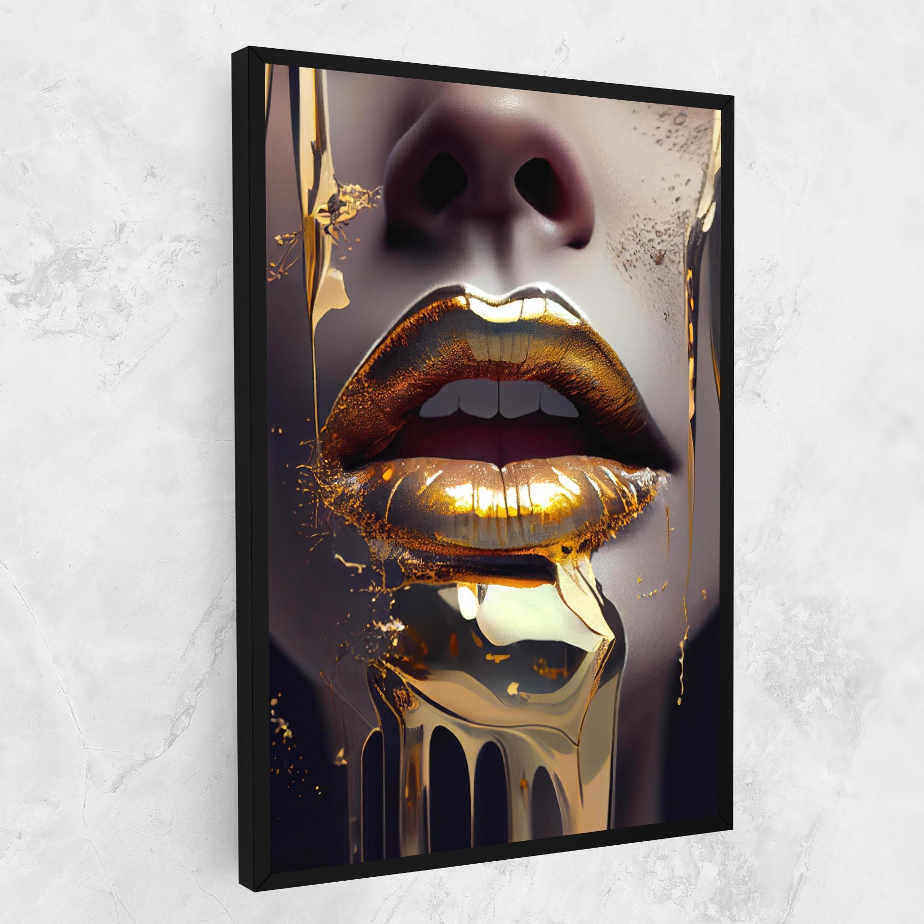 Leinwandbild Glamorous Gold Lips mockup 1