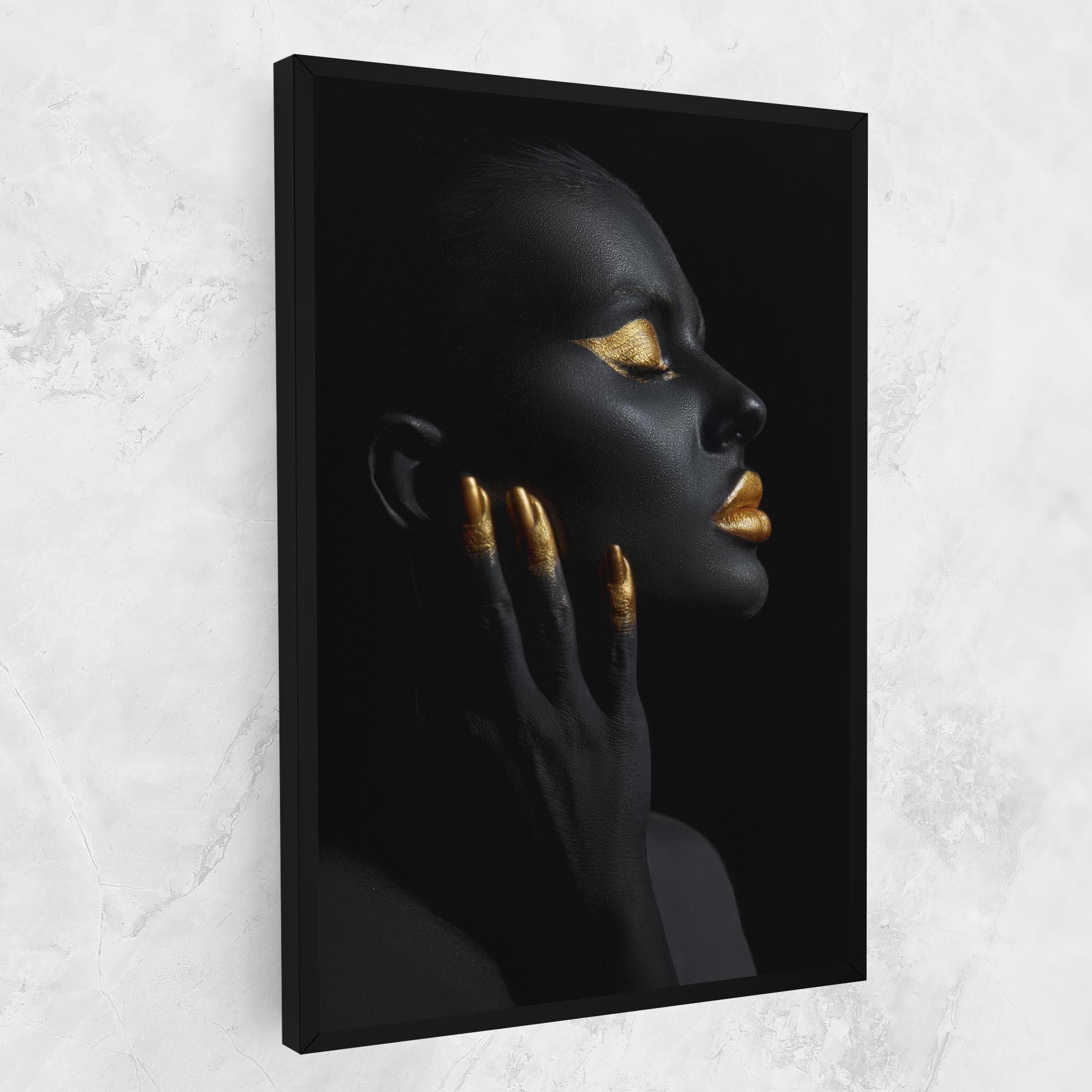 Leinwandbild Gold Black Paint mockup 1