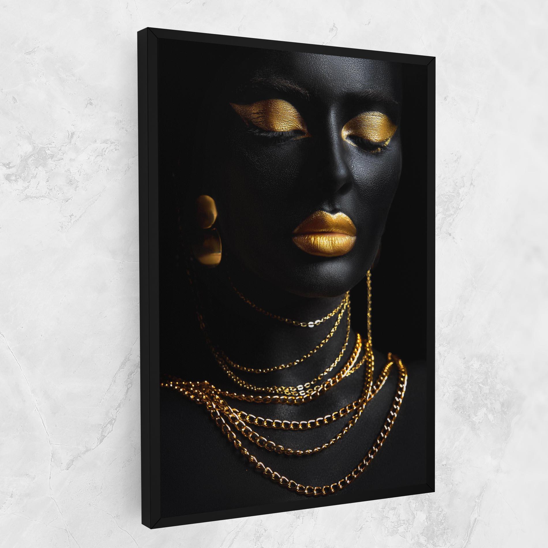 Leinwandbild Gold Makeup Lips mockup 1