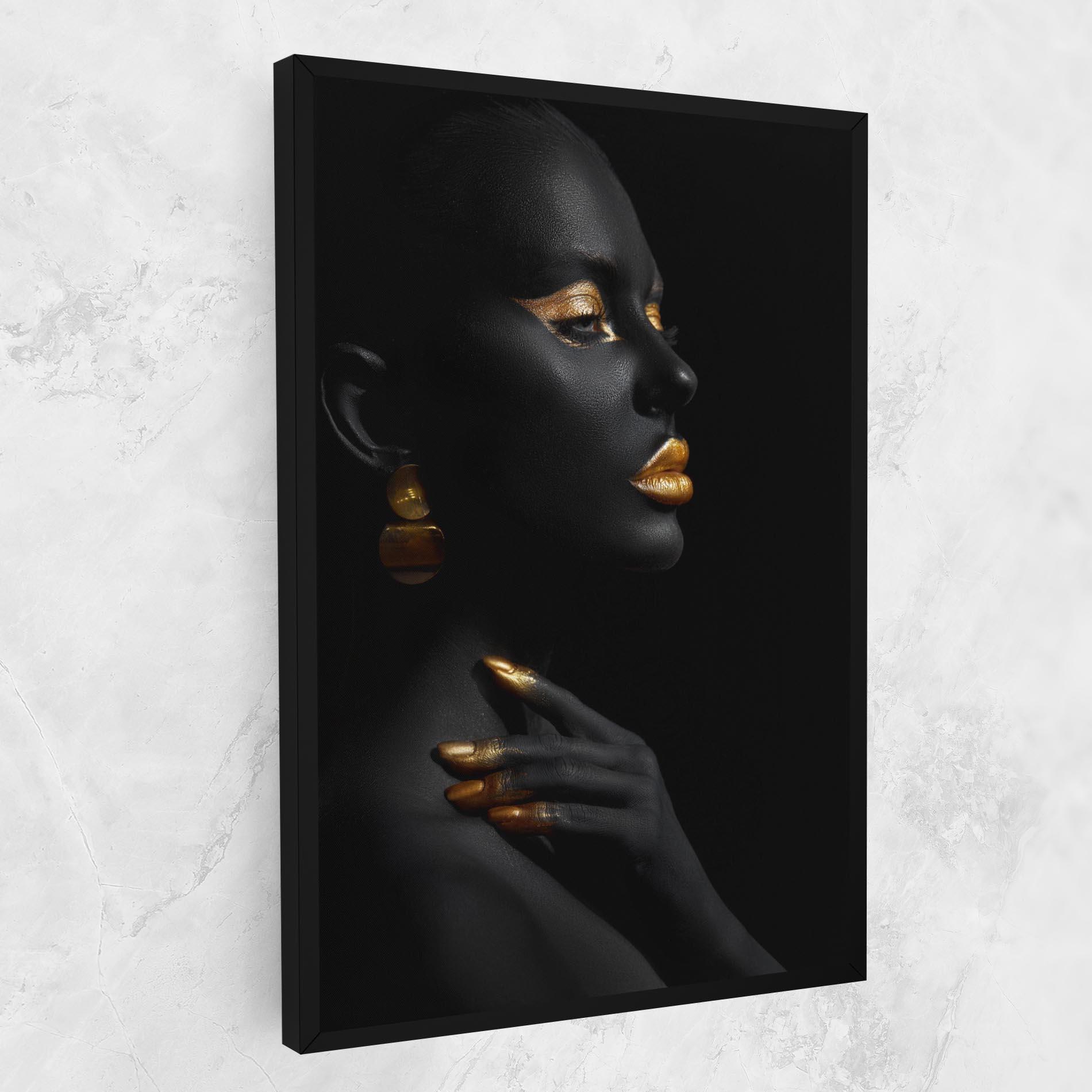 Leinwandbild Lips Gold Eyelids mockup 1