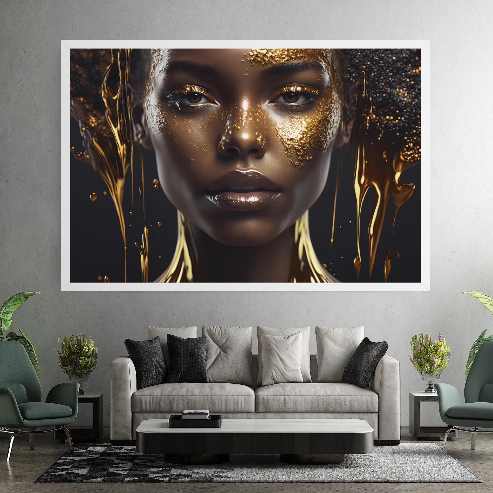 Leinwandbild Gold Portrait Falling mockup 7