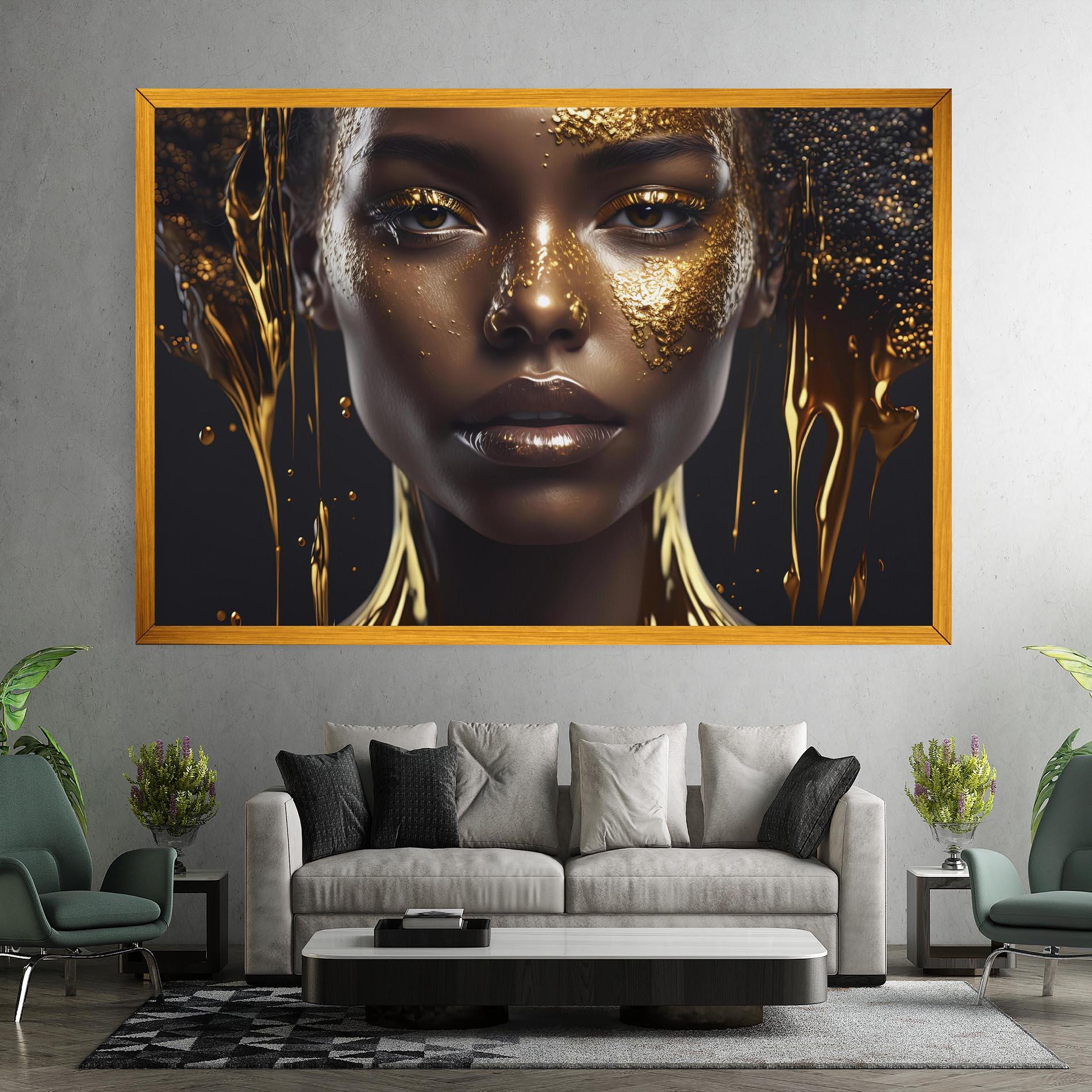 Leinwandbild Gold Portrait Falling mockup 7