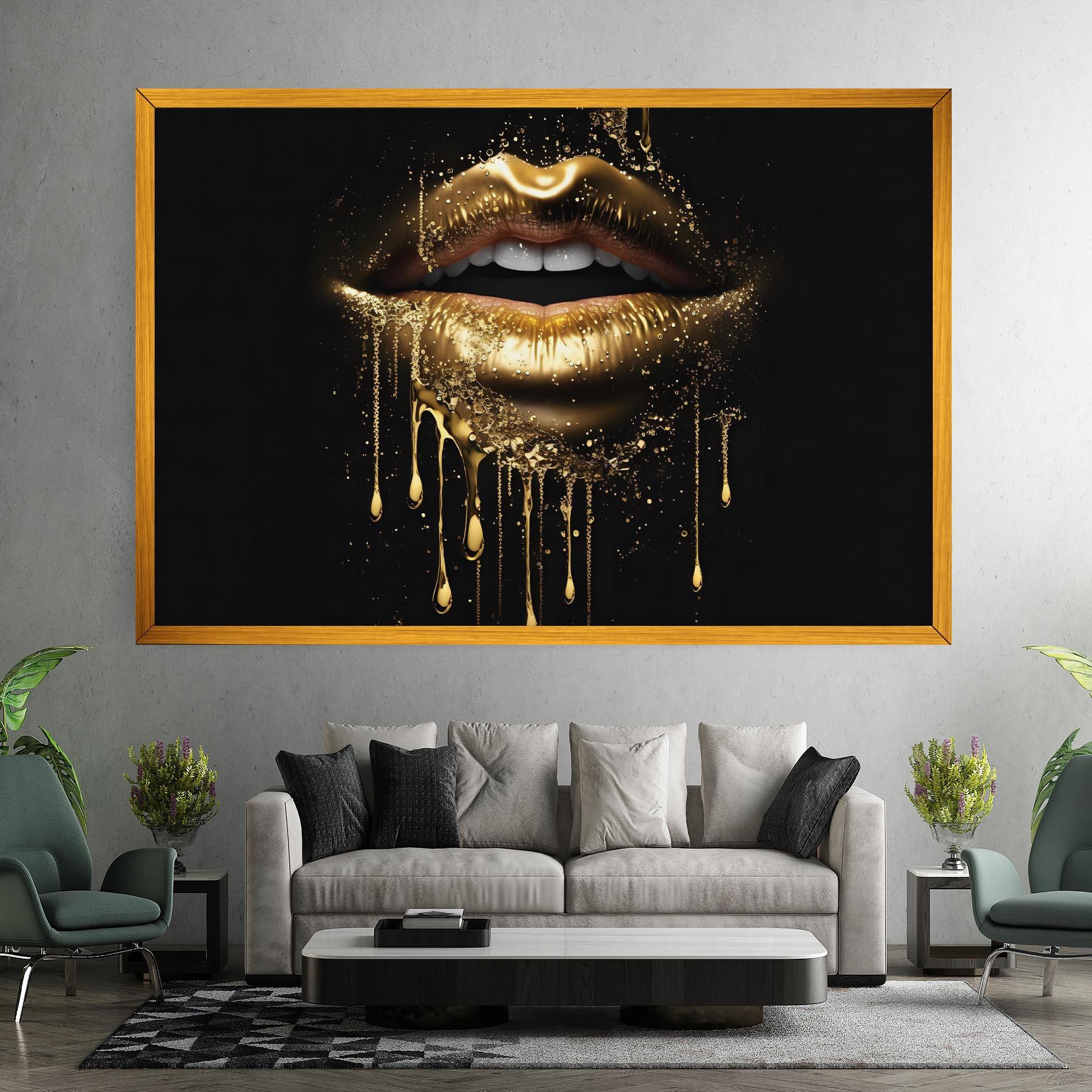Leinwandbild Golden Luxury Lips mockup 7