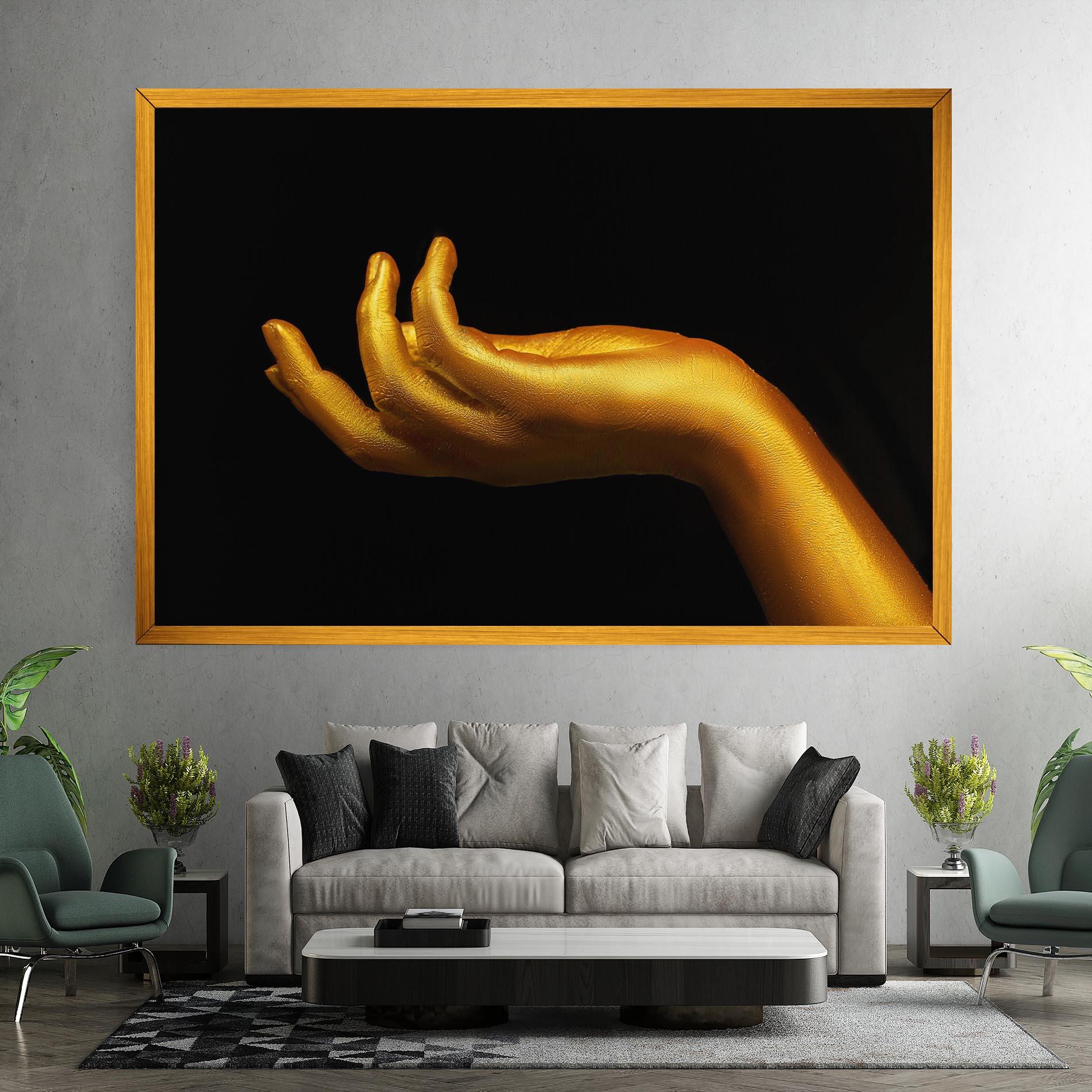 Leinwandbild Strong Gold Hand mockup 7