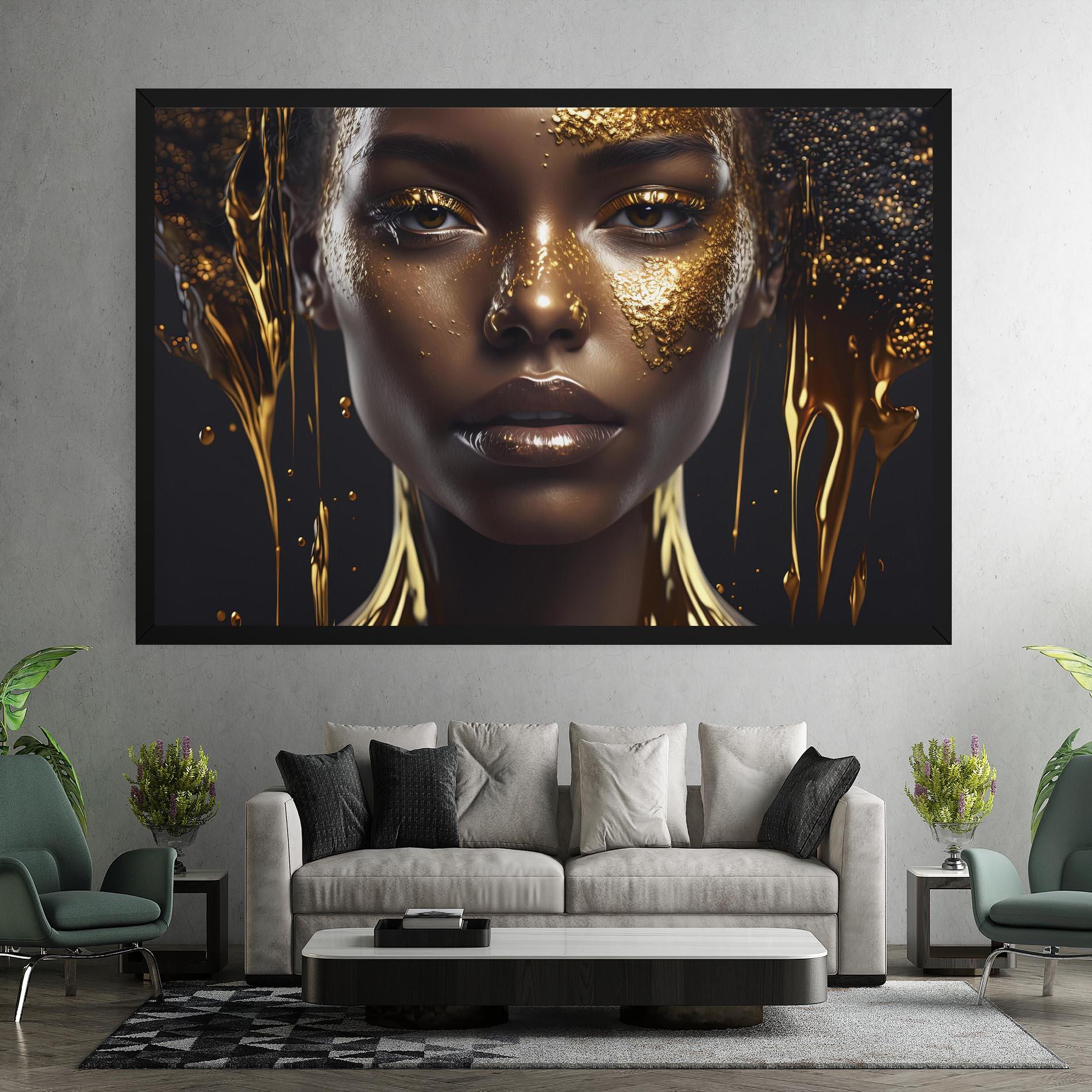 Leinwandbild Gold Portrait Falling mockup 7