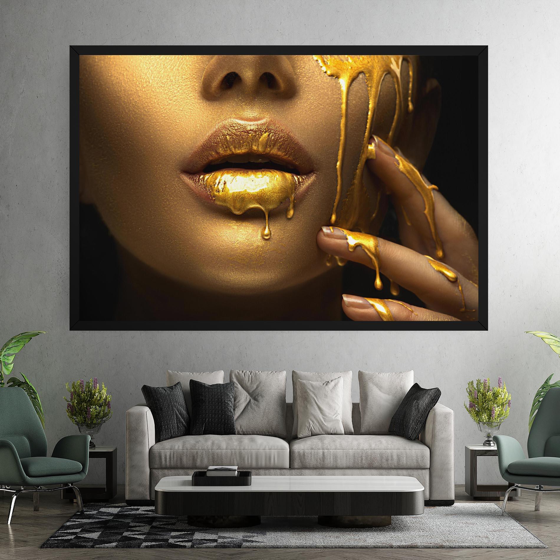 Leinwandbild Golden Lips mockup 7