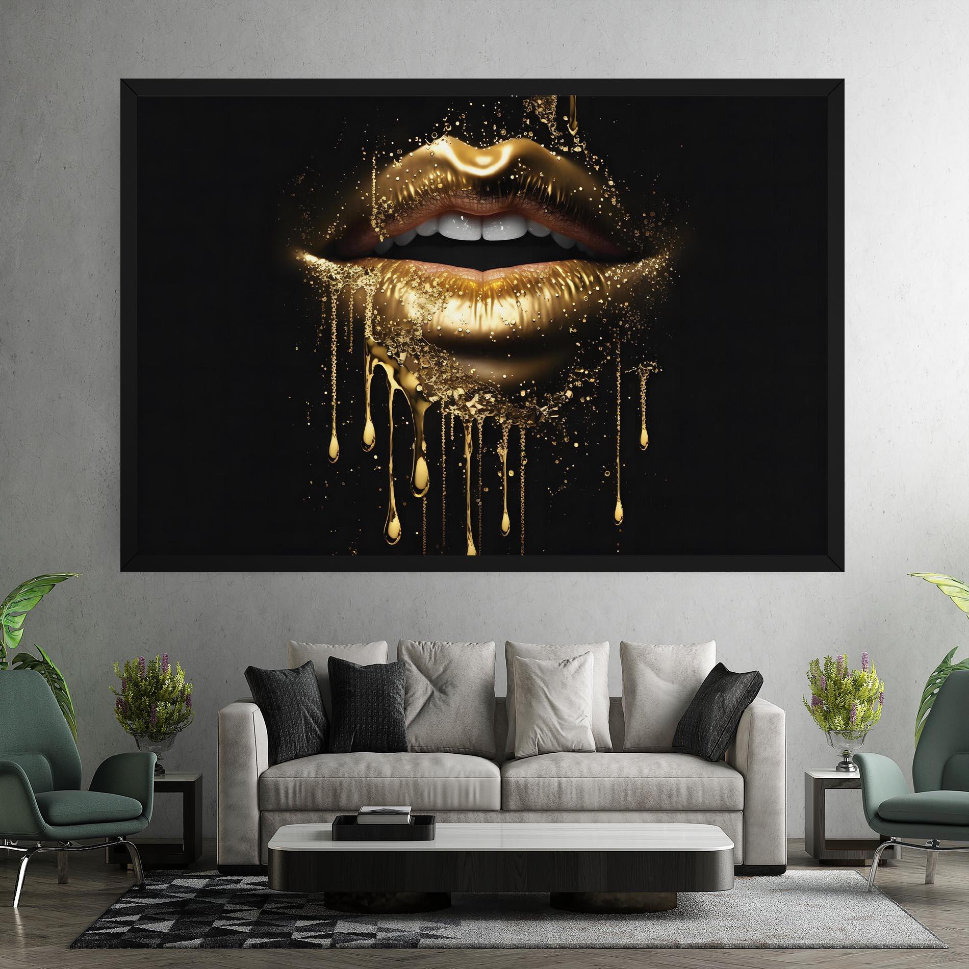 Leinwandbild Golden Luxury Lips mockup 7