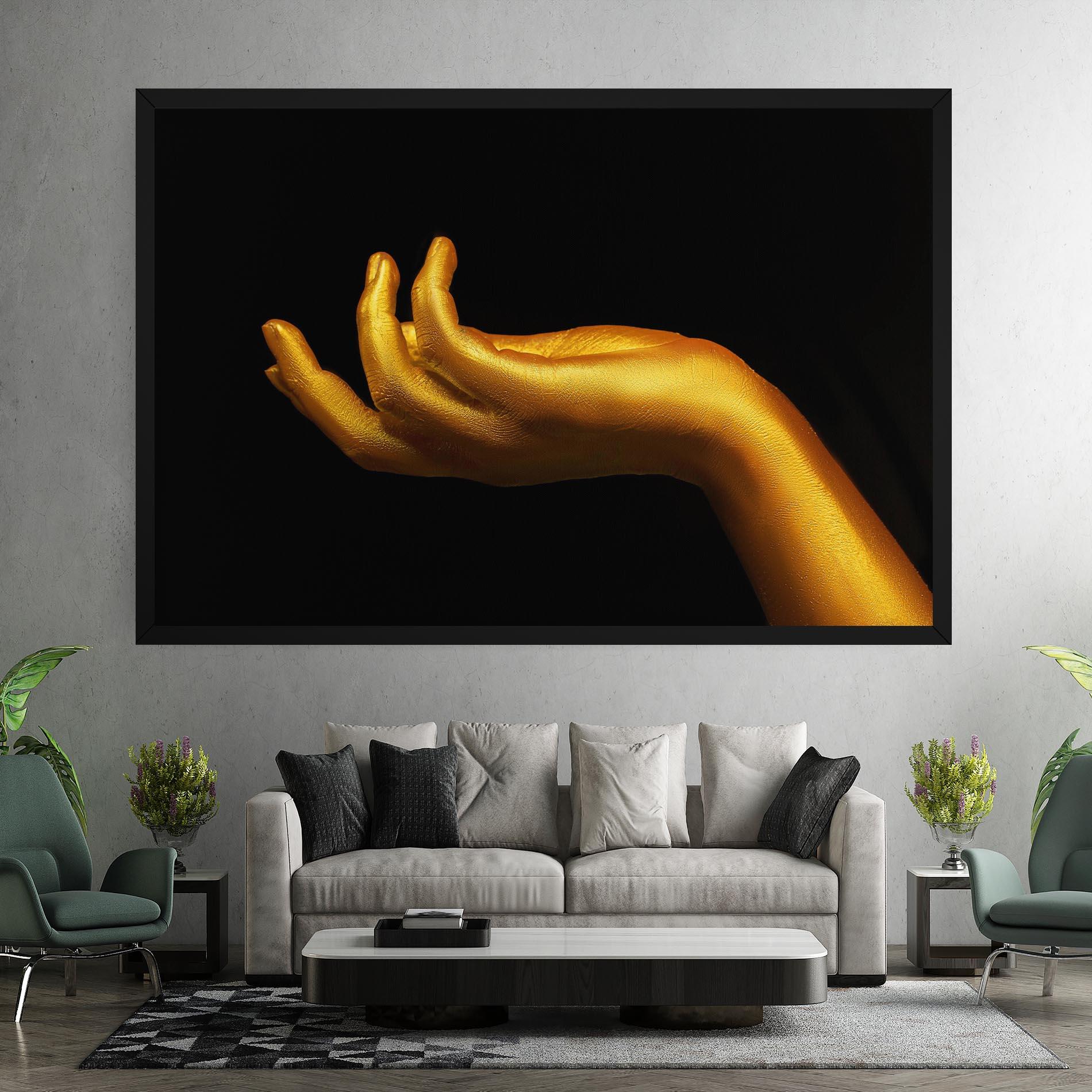Leinwandbild Strong Gold Hand mockup 7