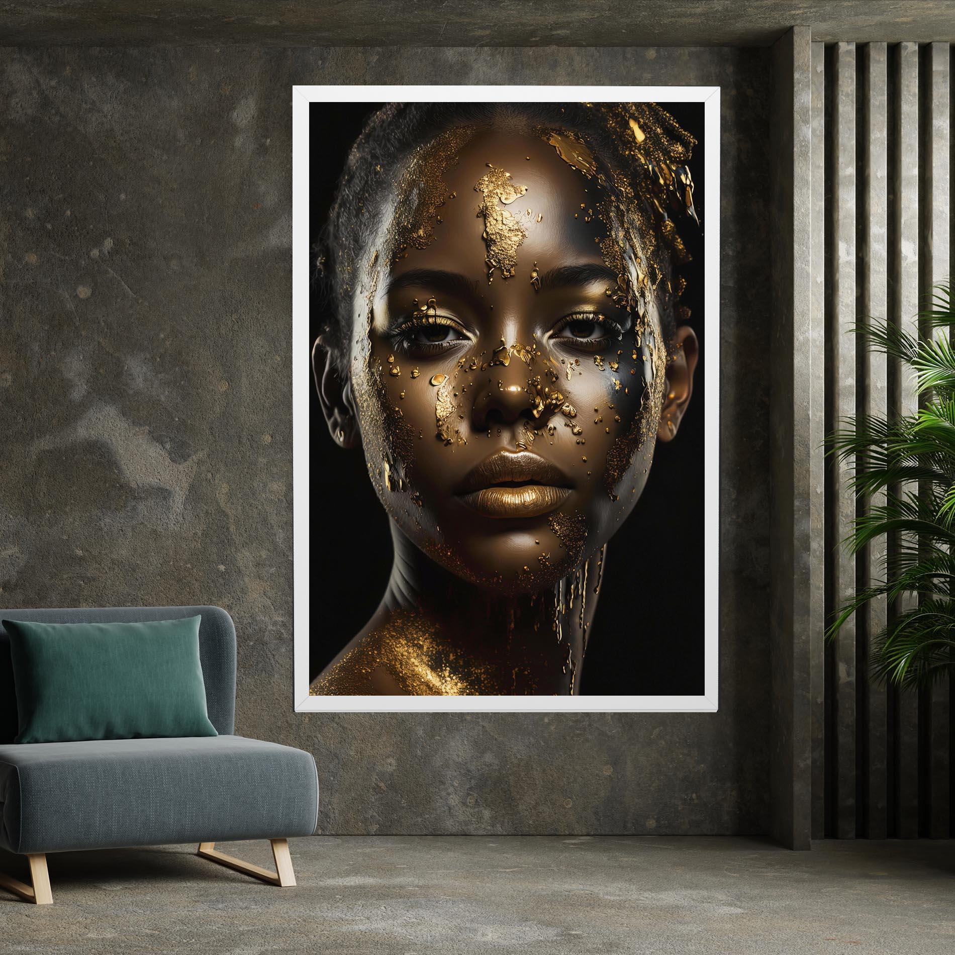 Leinwandbild Attractive Gold Woman mockup 7
