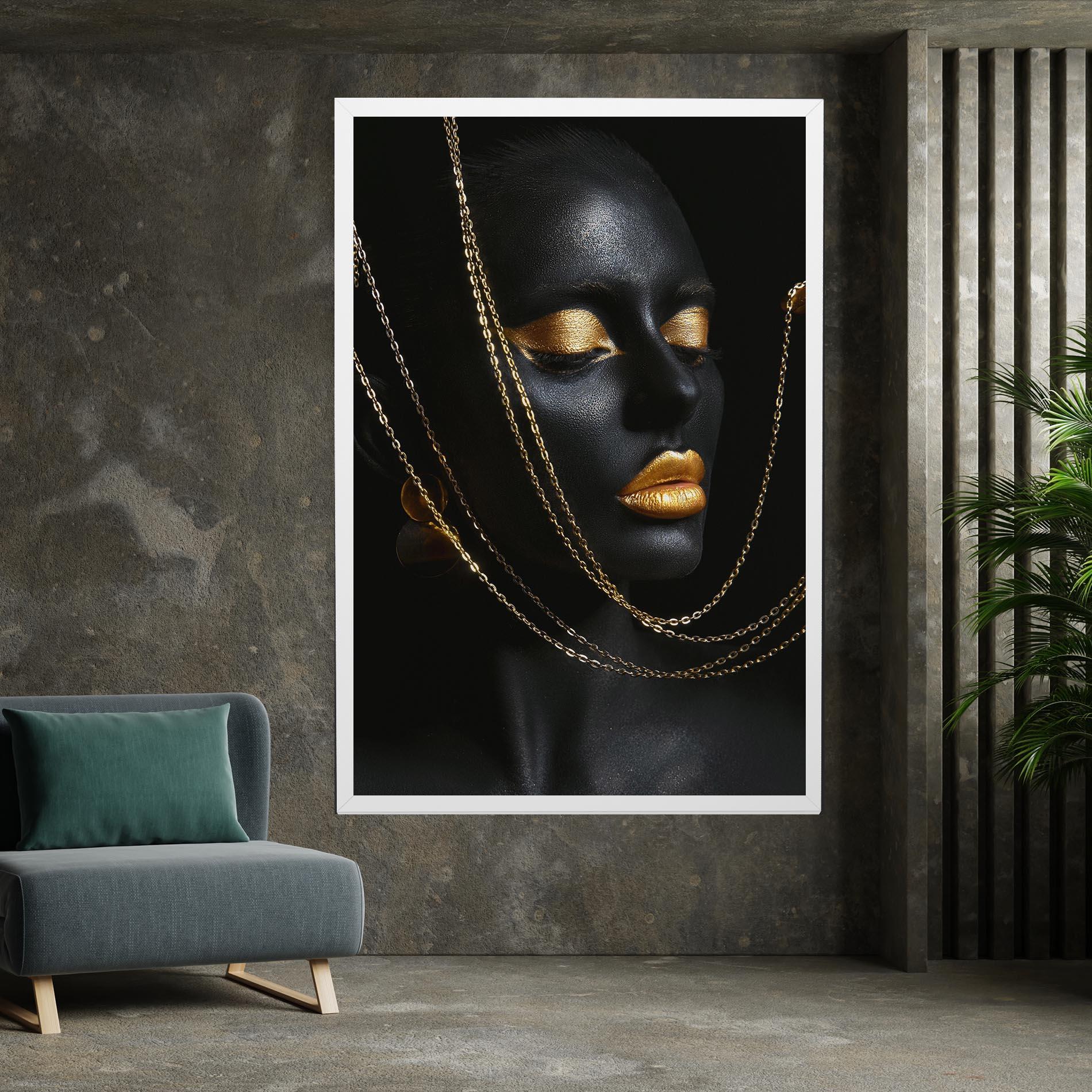 Leinwandbild Chain Gold Lips mockup 7