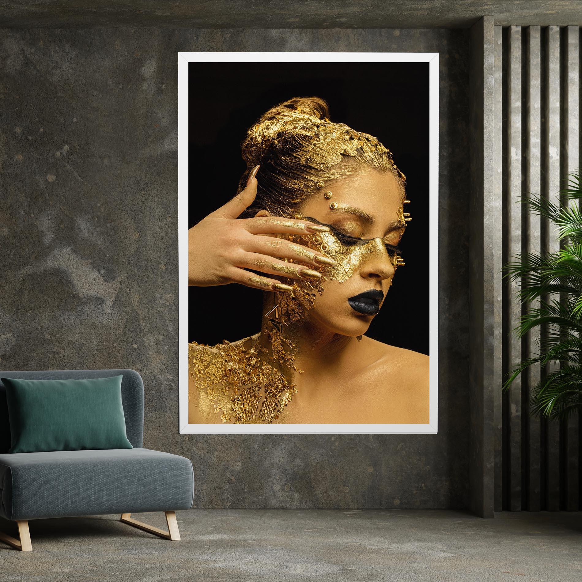 Leinwandbild Festive Golden Makeup mockup 7