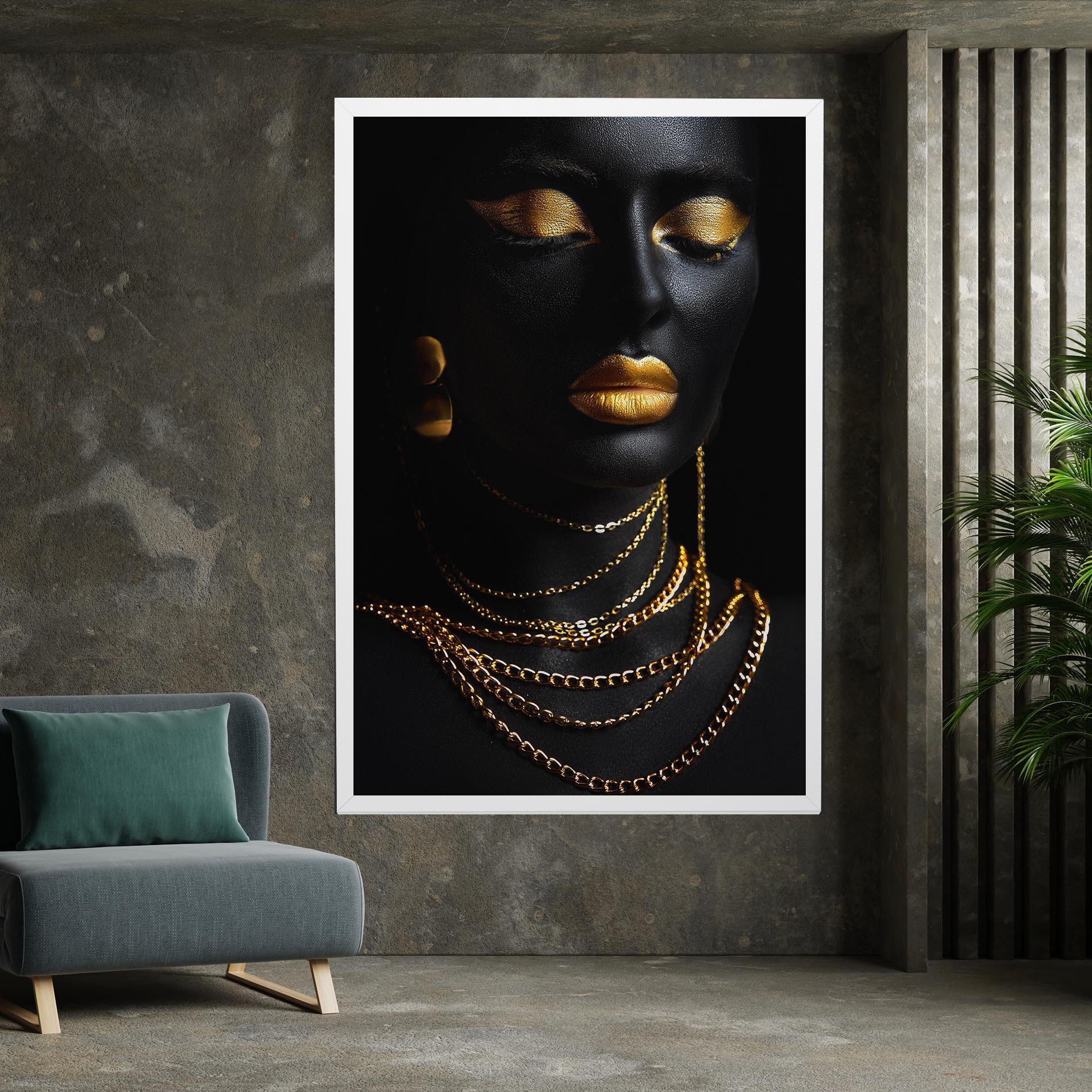 Leinwandbild Gold Makeup Lips mockup 7