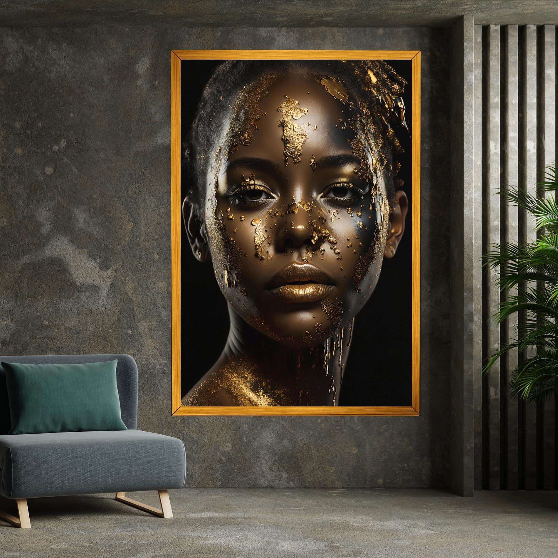 Leinwandbild Attractive Gold Woman mockup 7