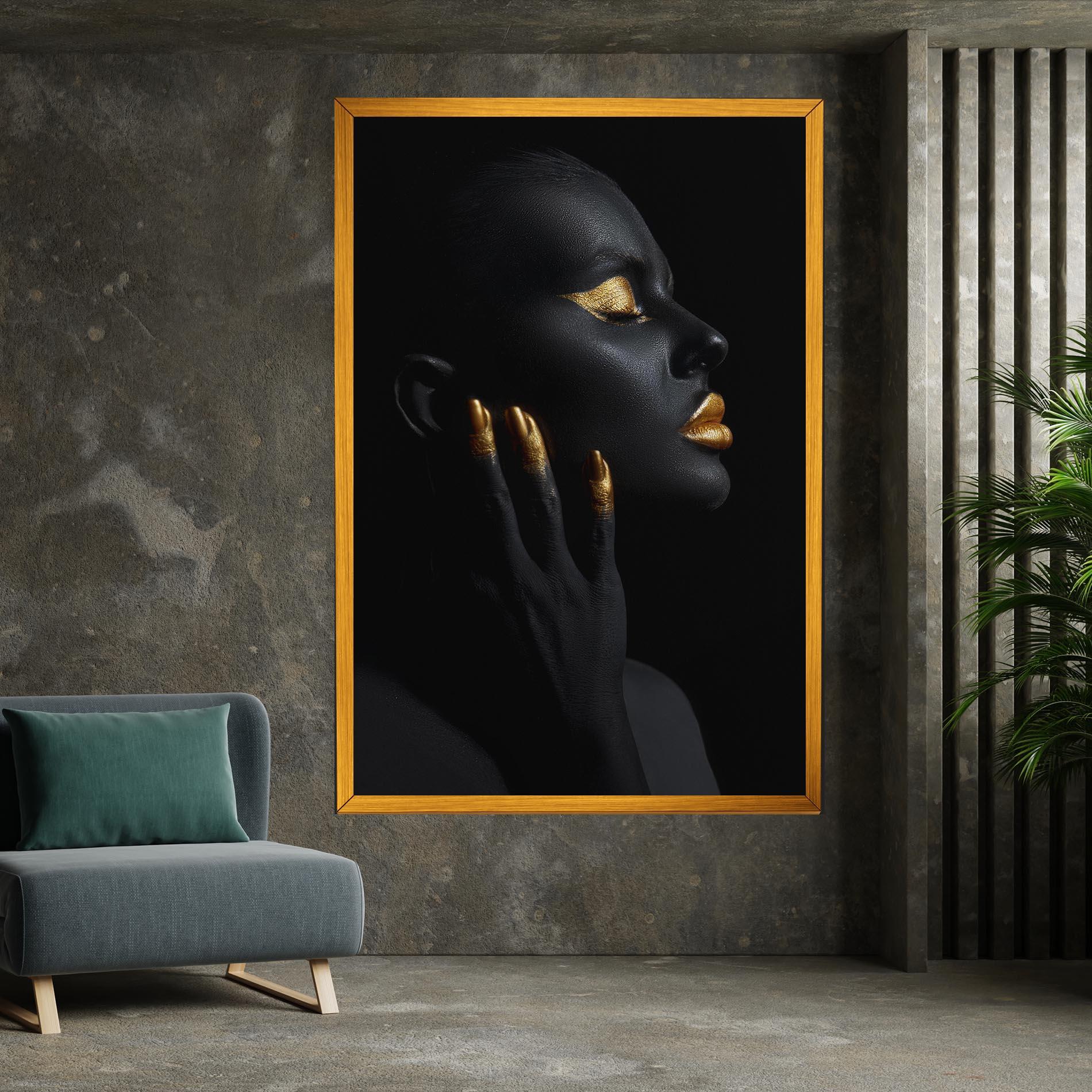 Leinwandbild Gold Black Paint mockup 7