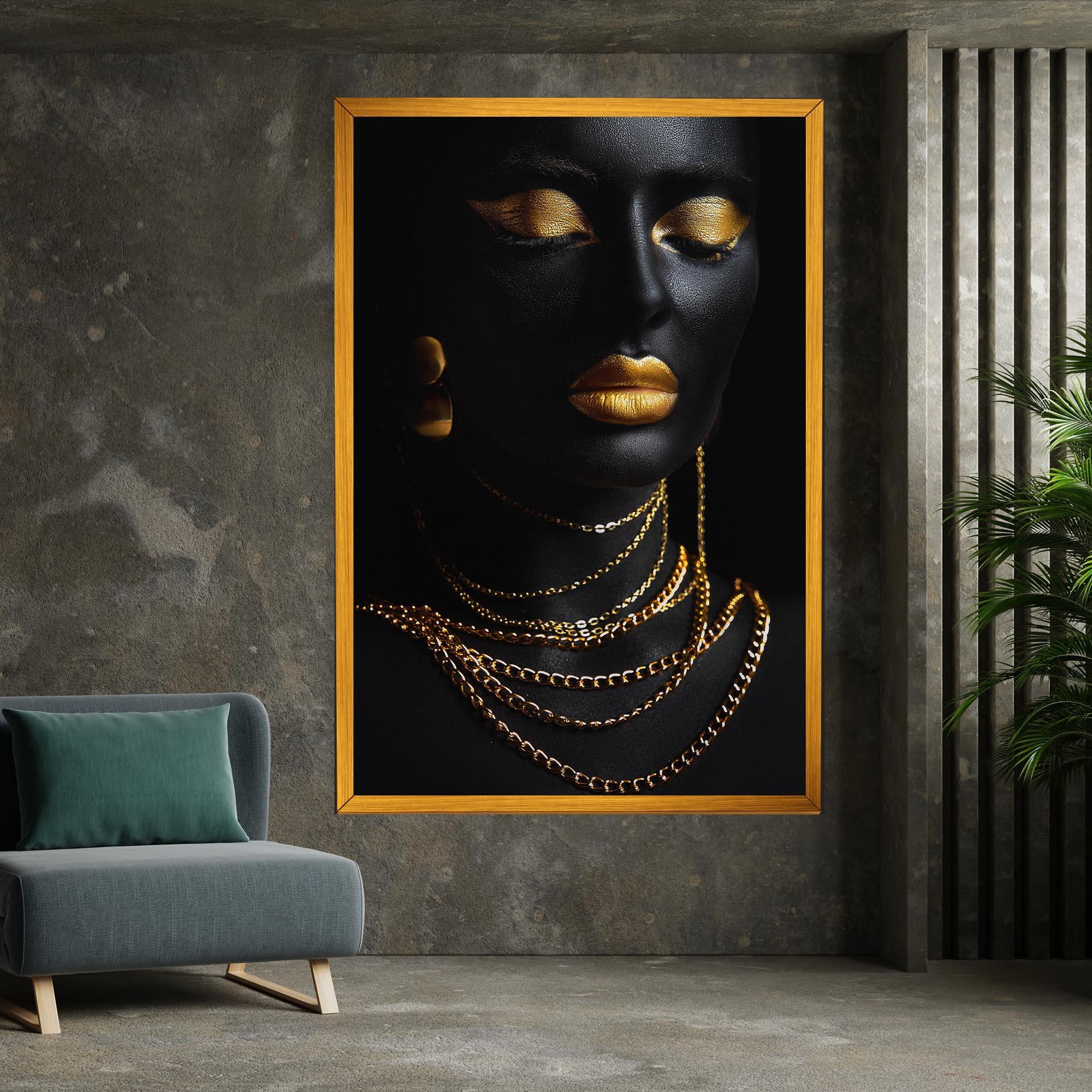 Leinwandbild Gold Makeup Lips mockup 7