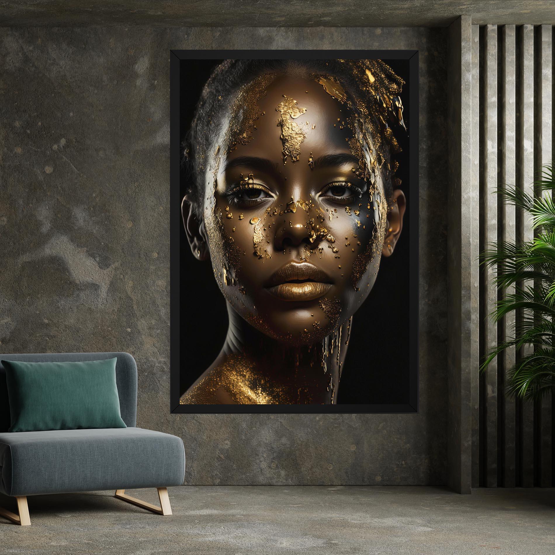 Leinwandbild Attractive Gold Woman mockup 7