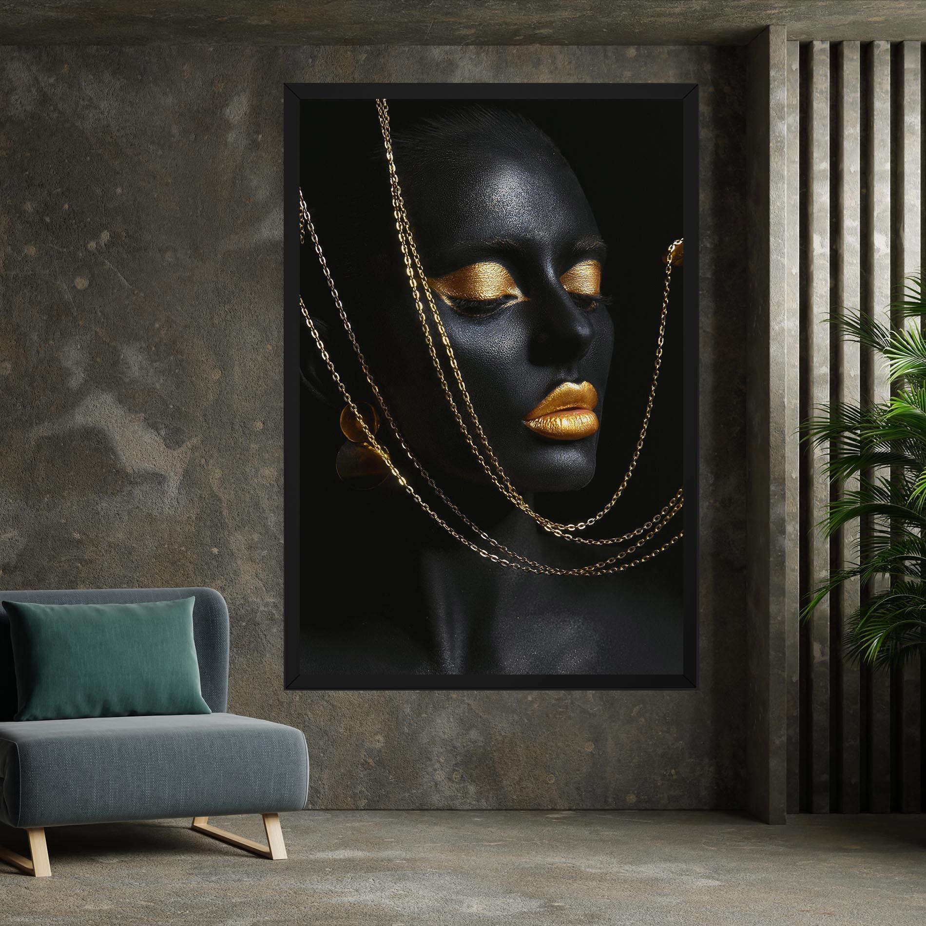 Leinwandbild Chain Gold Lips mockup 7