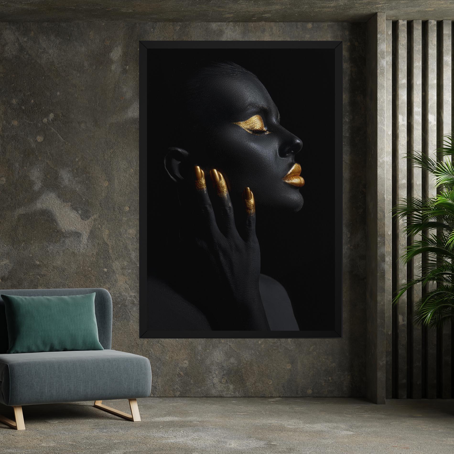 Leinwandbild Gold Black Paint mockup 7