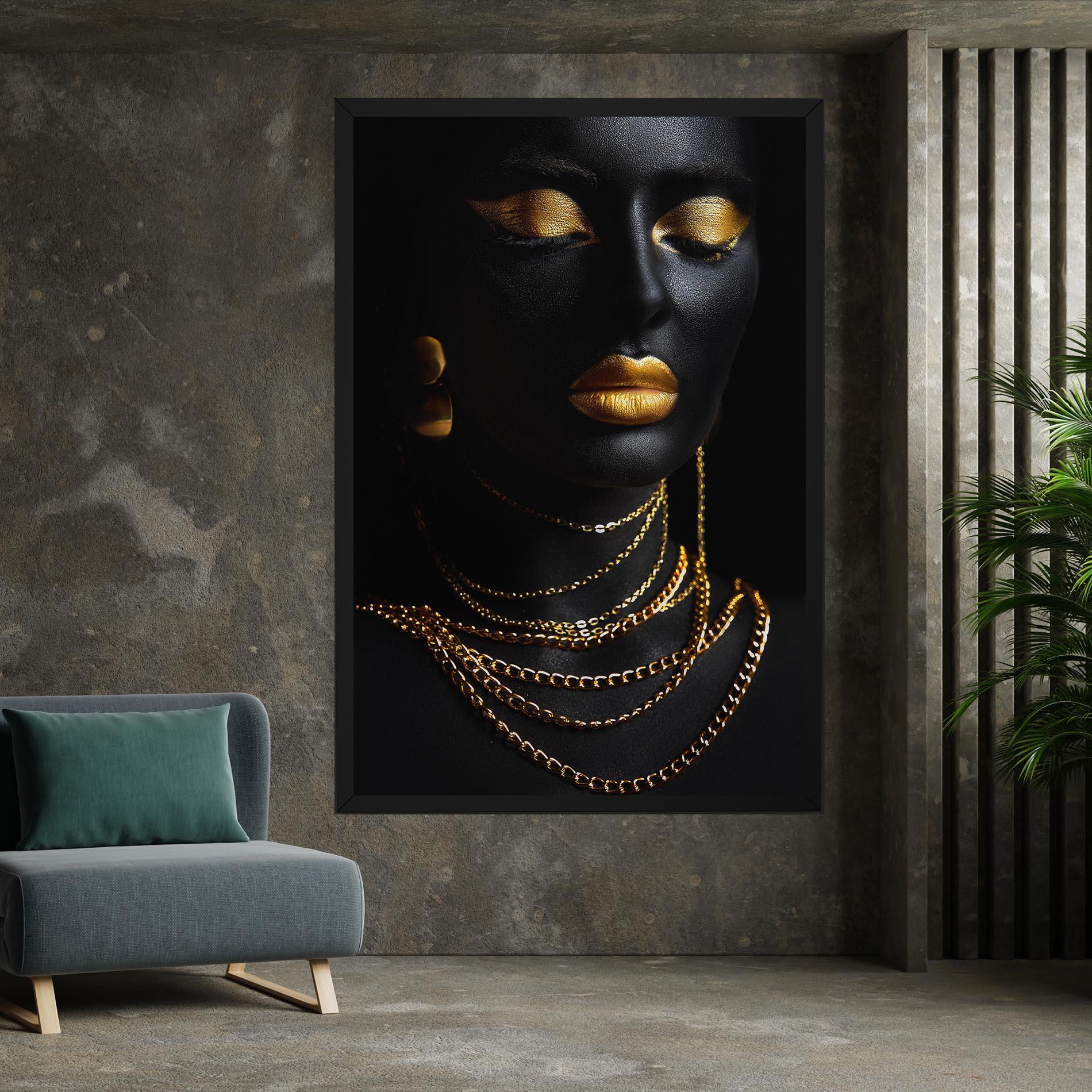 Leinwandbild Gold Makeup Lips mockup 7