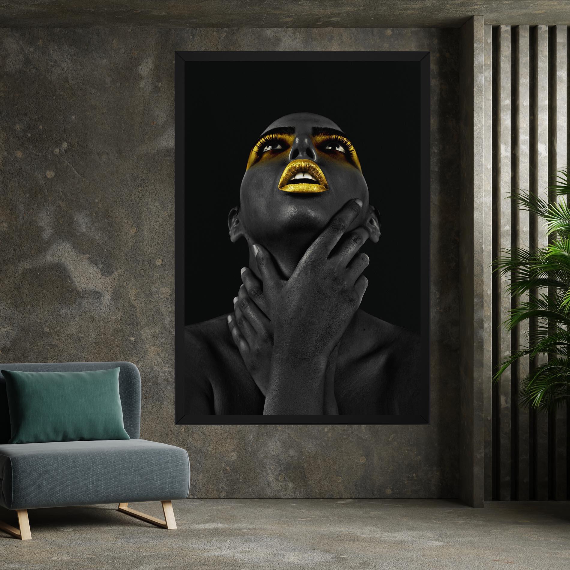 Leinwandbild Golden Lips Women mockup 7