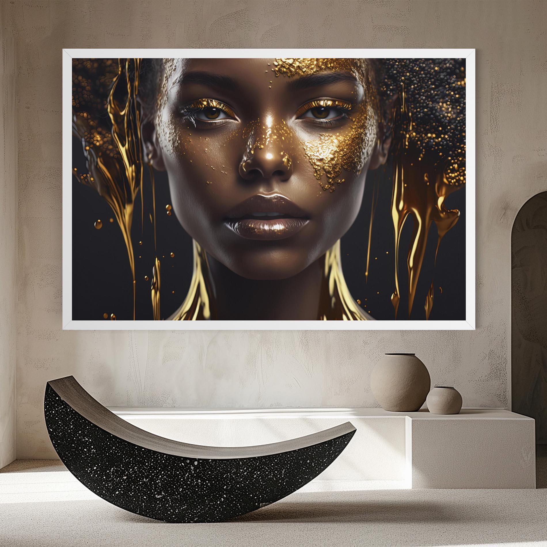 Leinwandbild Gold Portrait Falling mockup 8