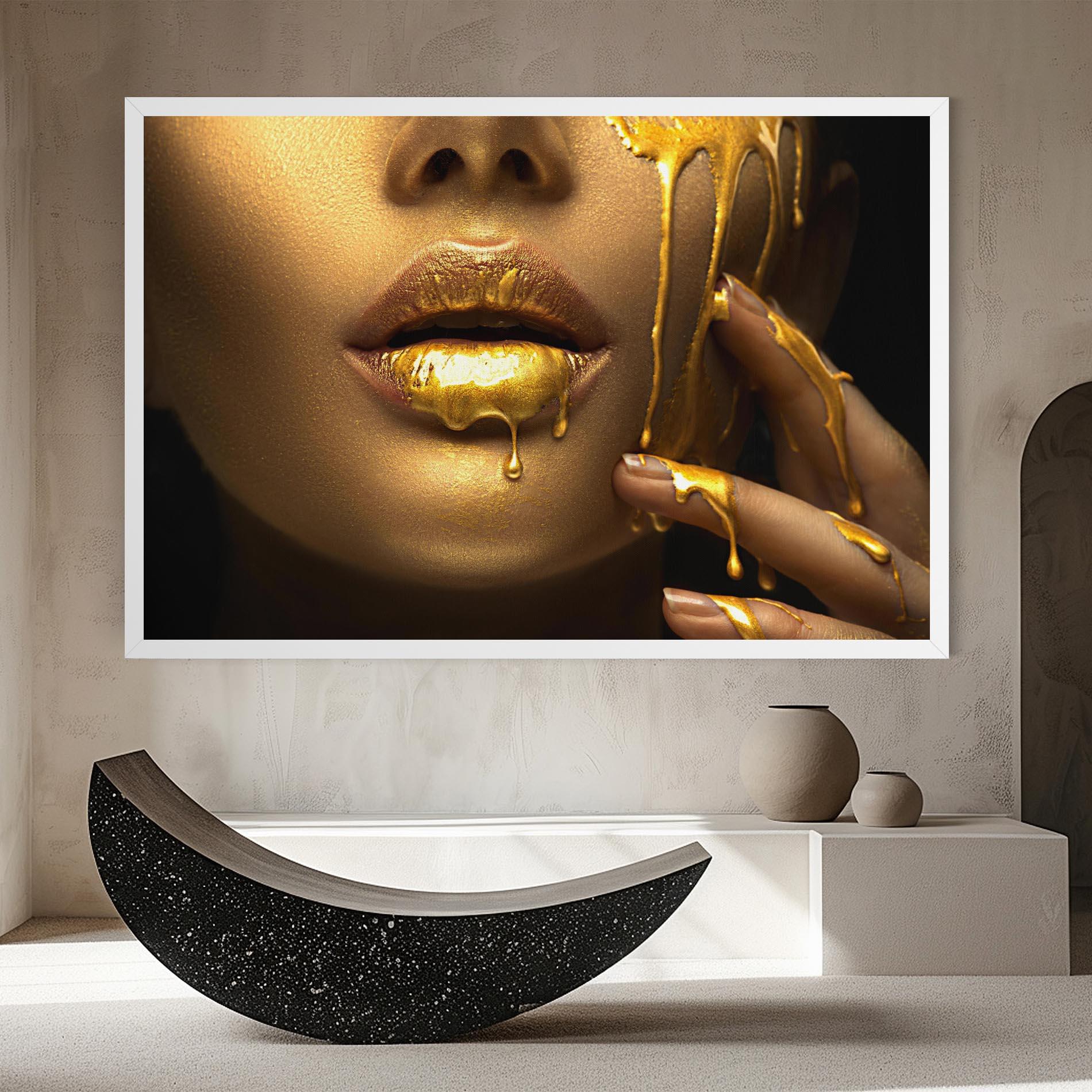 Leinwandbild Golden Lips mockup 8