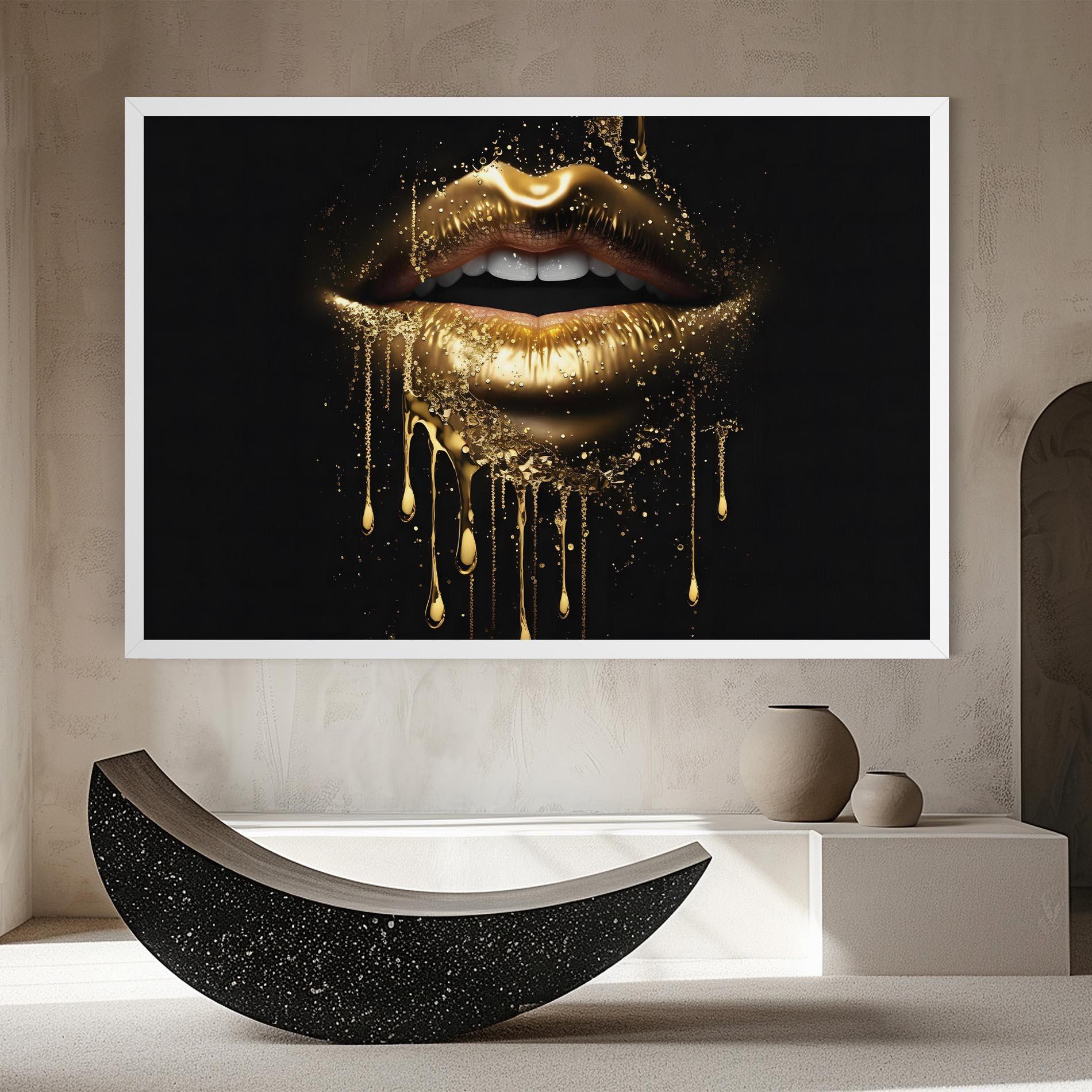 Leinwandbild Golden Luxury Lips mockup 8