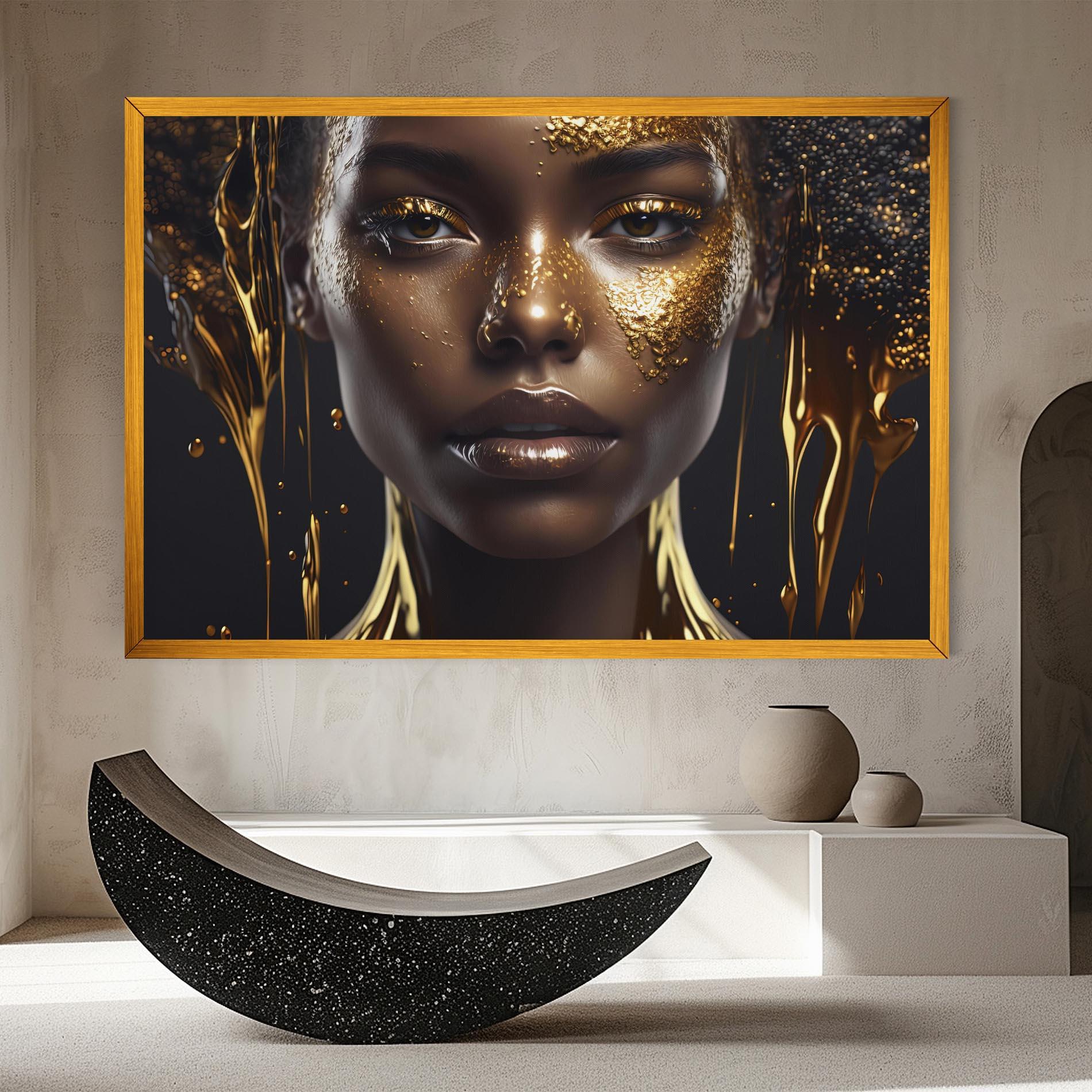 Leinwandbild Gold Portrait Falling mockup 8