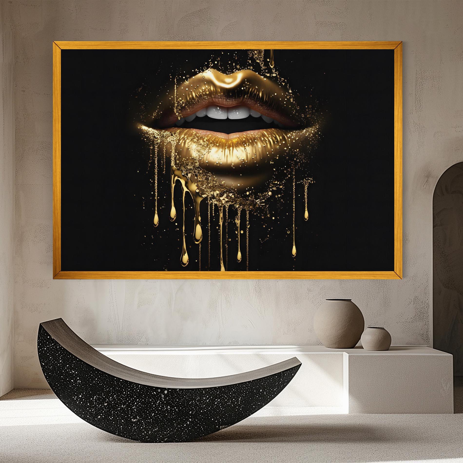 Leinwandbild Golden Luxury Lips mockup 8