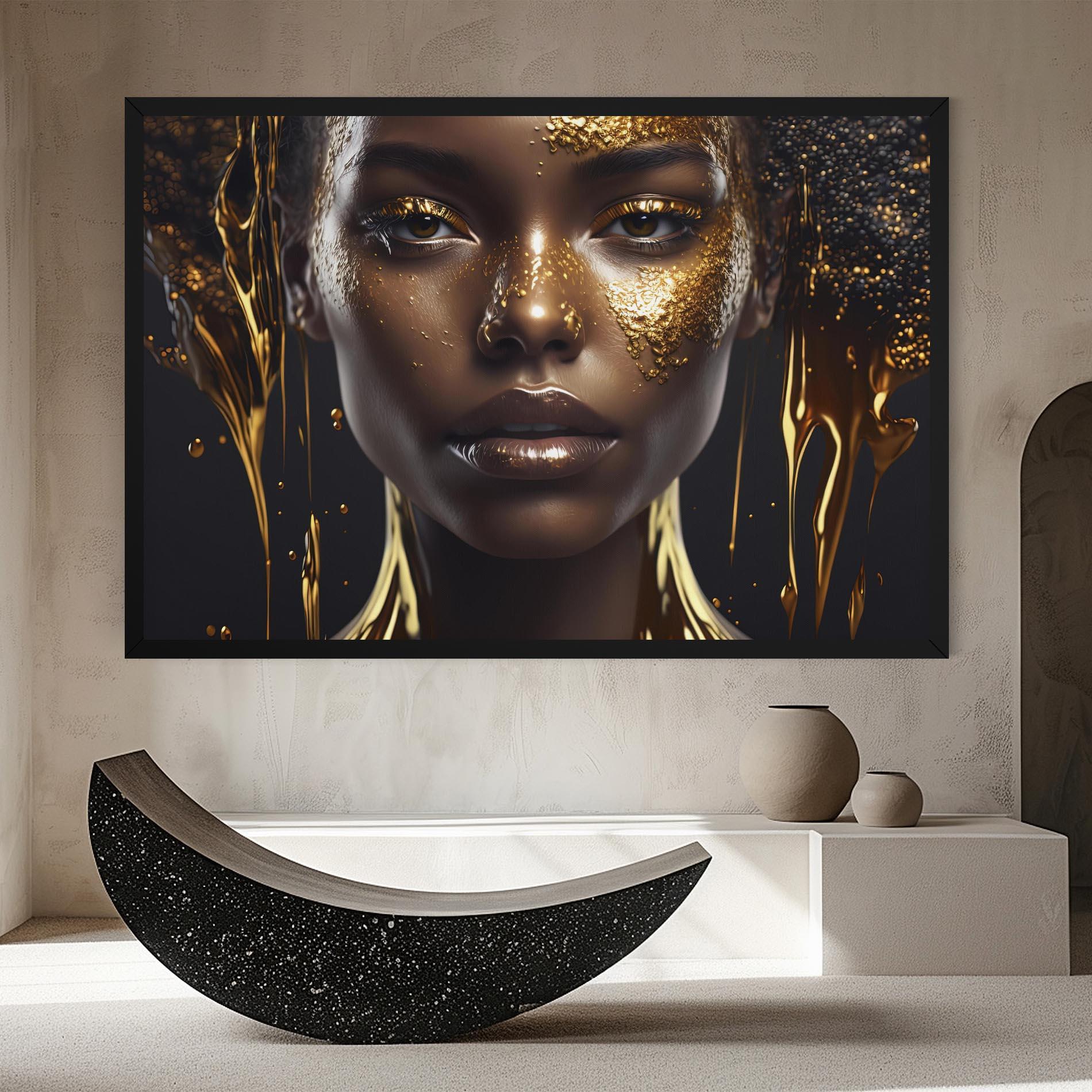 Leinwandbild Gold Portrait Falling mockup 8
