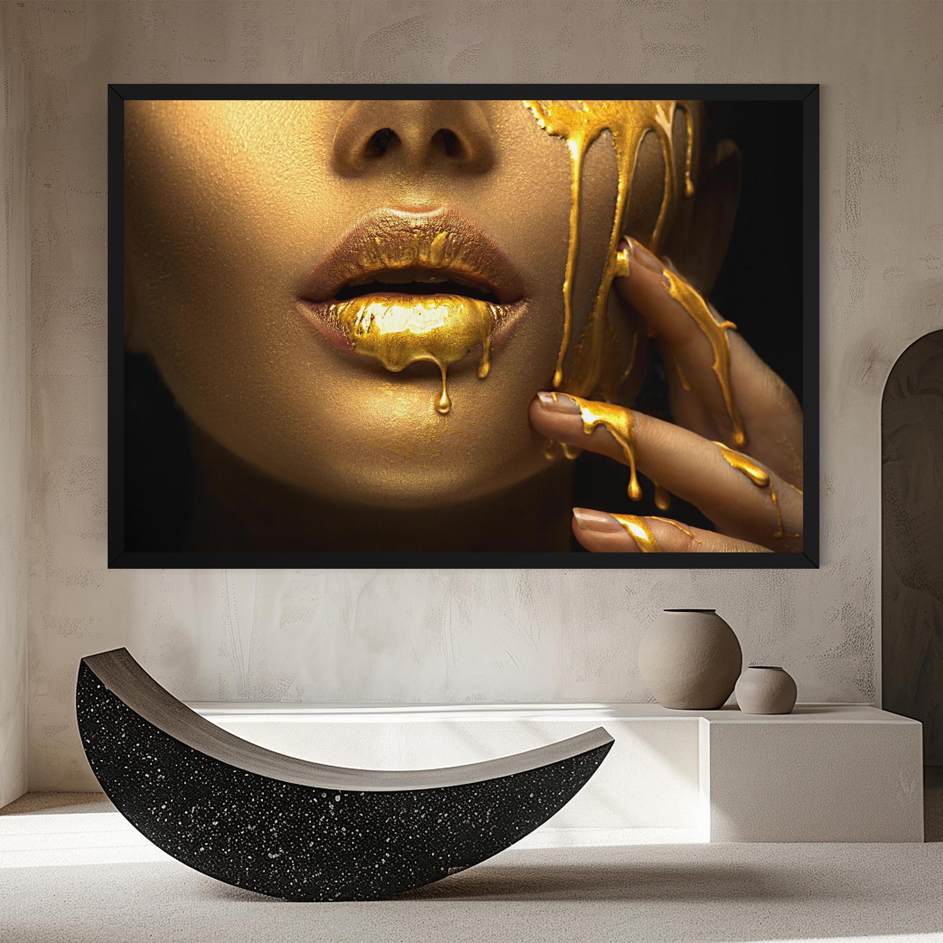 Leinwandbild Golden Lips mockup 8