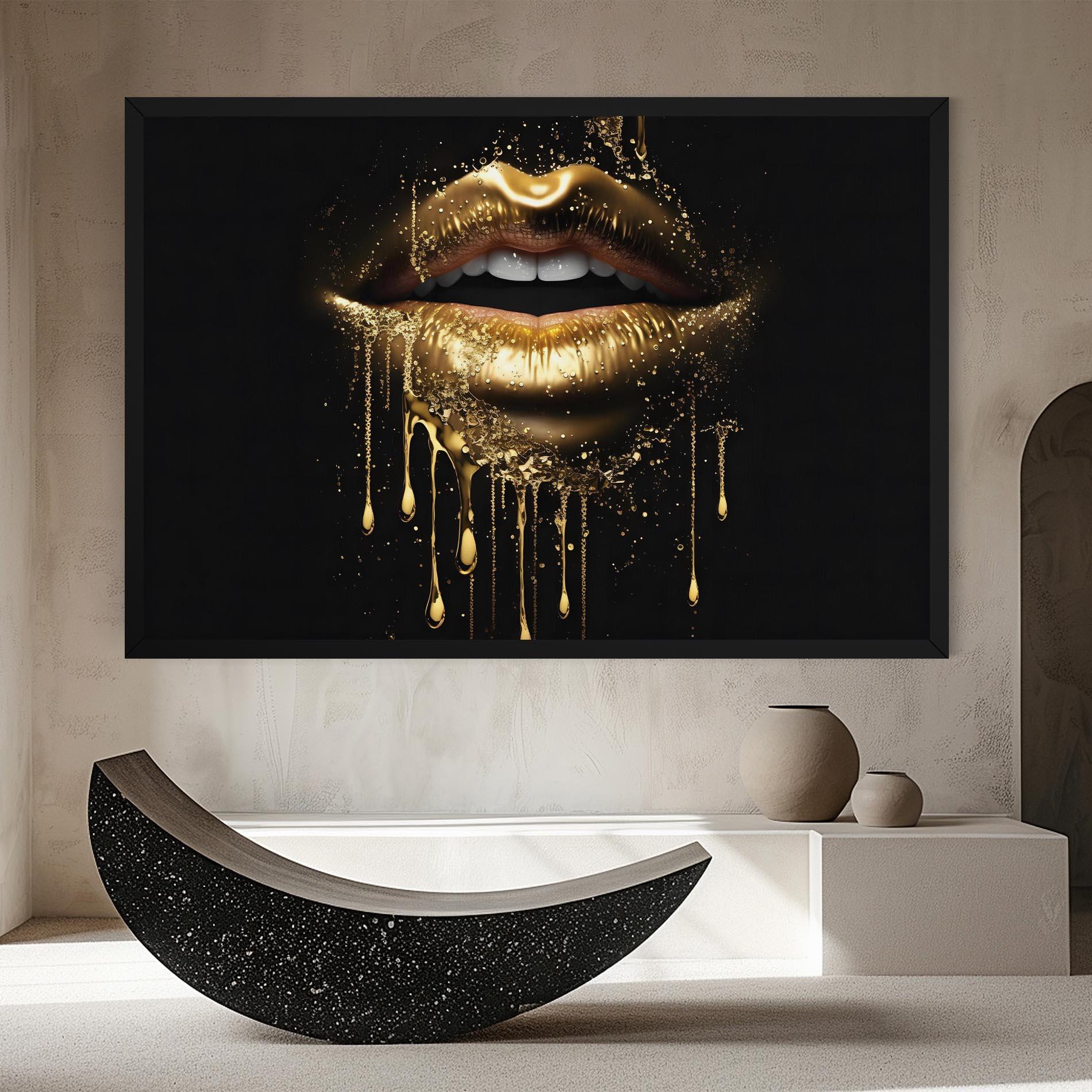 Leinwandbild Golden Luxury Lips mockup 8