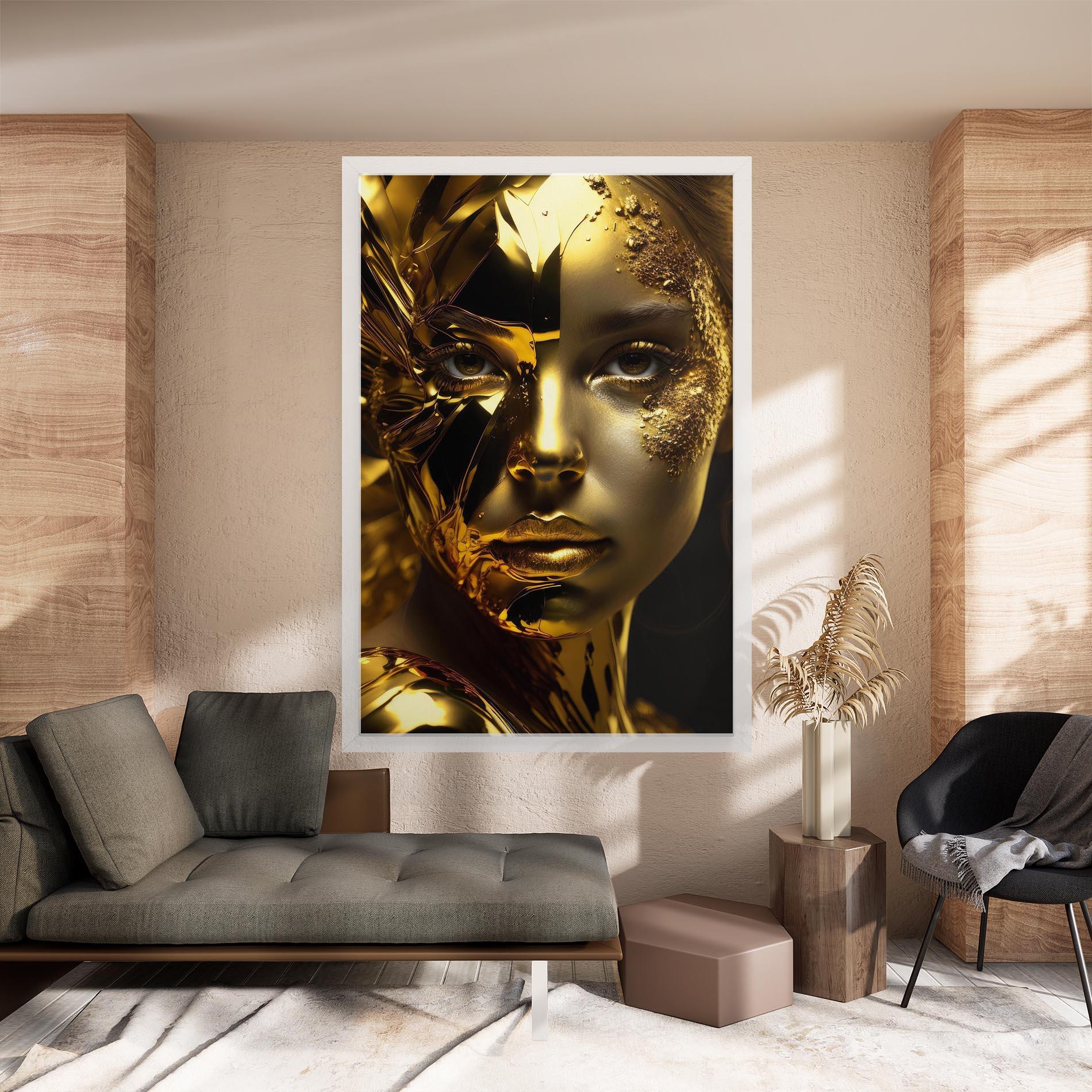Leinwandbild Covered By Gold mockup 8