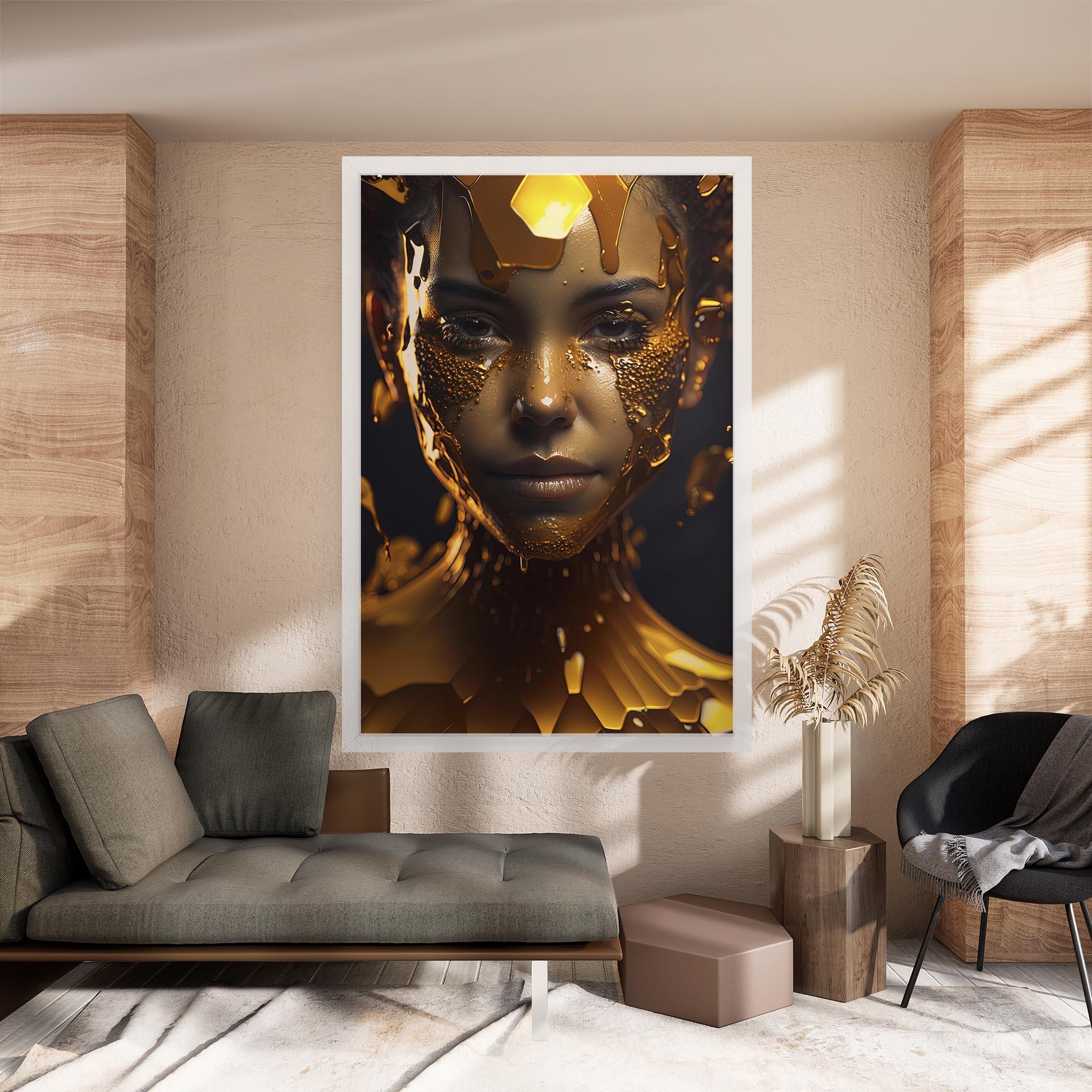 Leinwandbild Gold Honeycomb Girl mockup 8