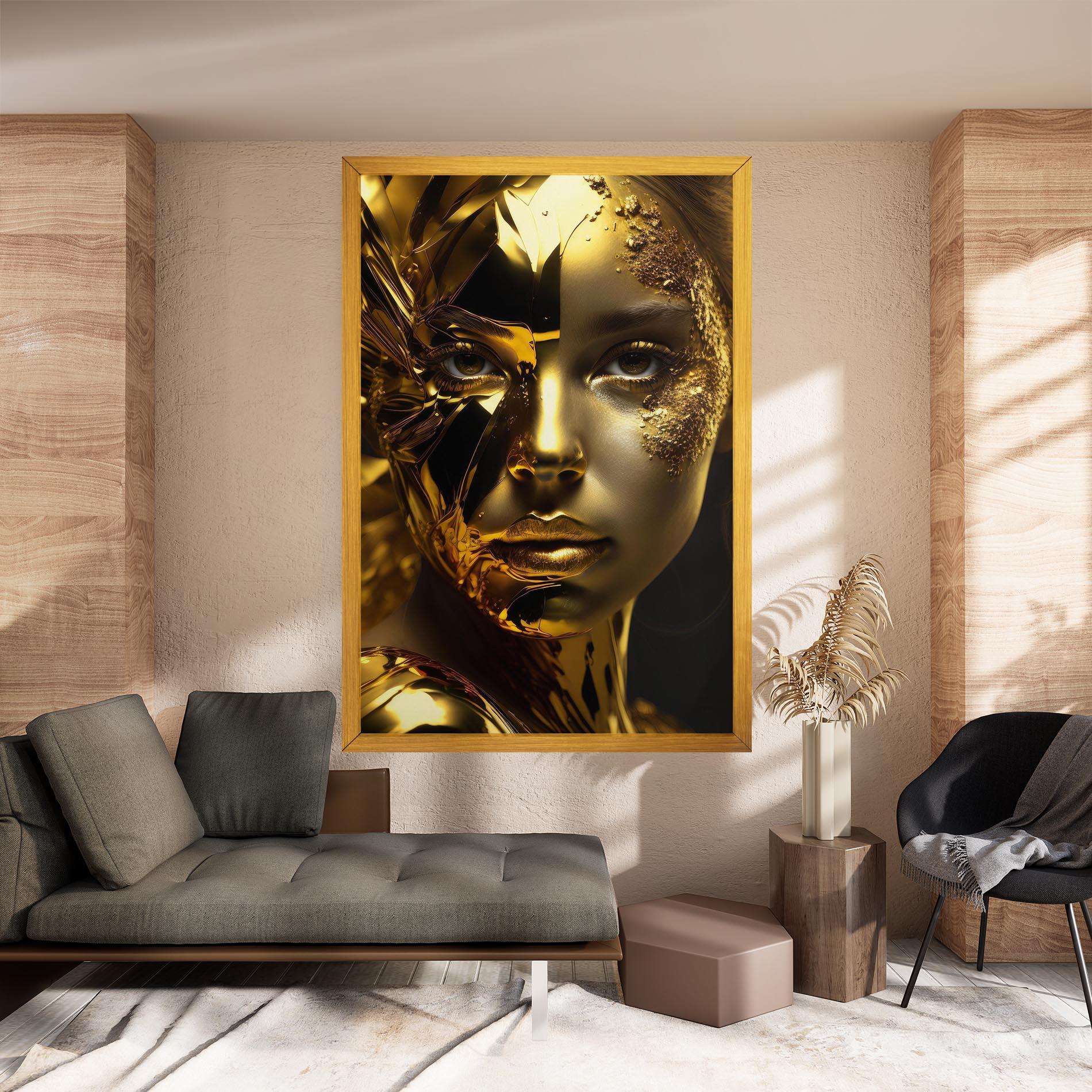 Leinwandbild Covered By Gold mockup 8