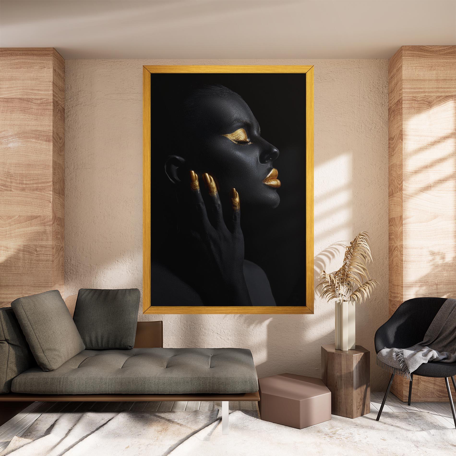 Leinwandbild Gold Black Paint mockup 8