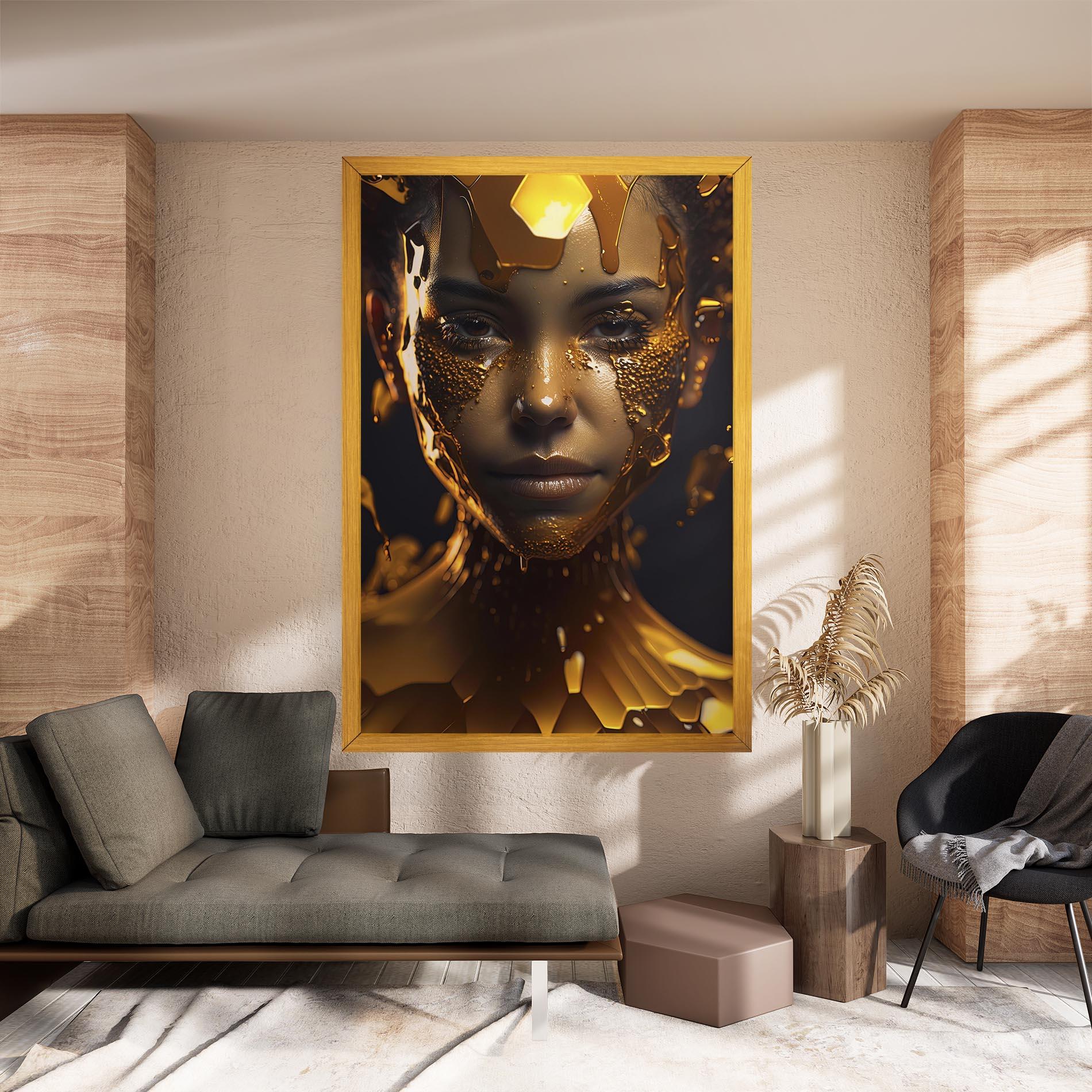 Leinwandbild Gold Honeycomb Girl mockup 8