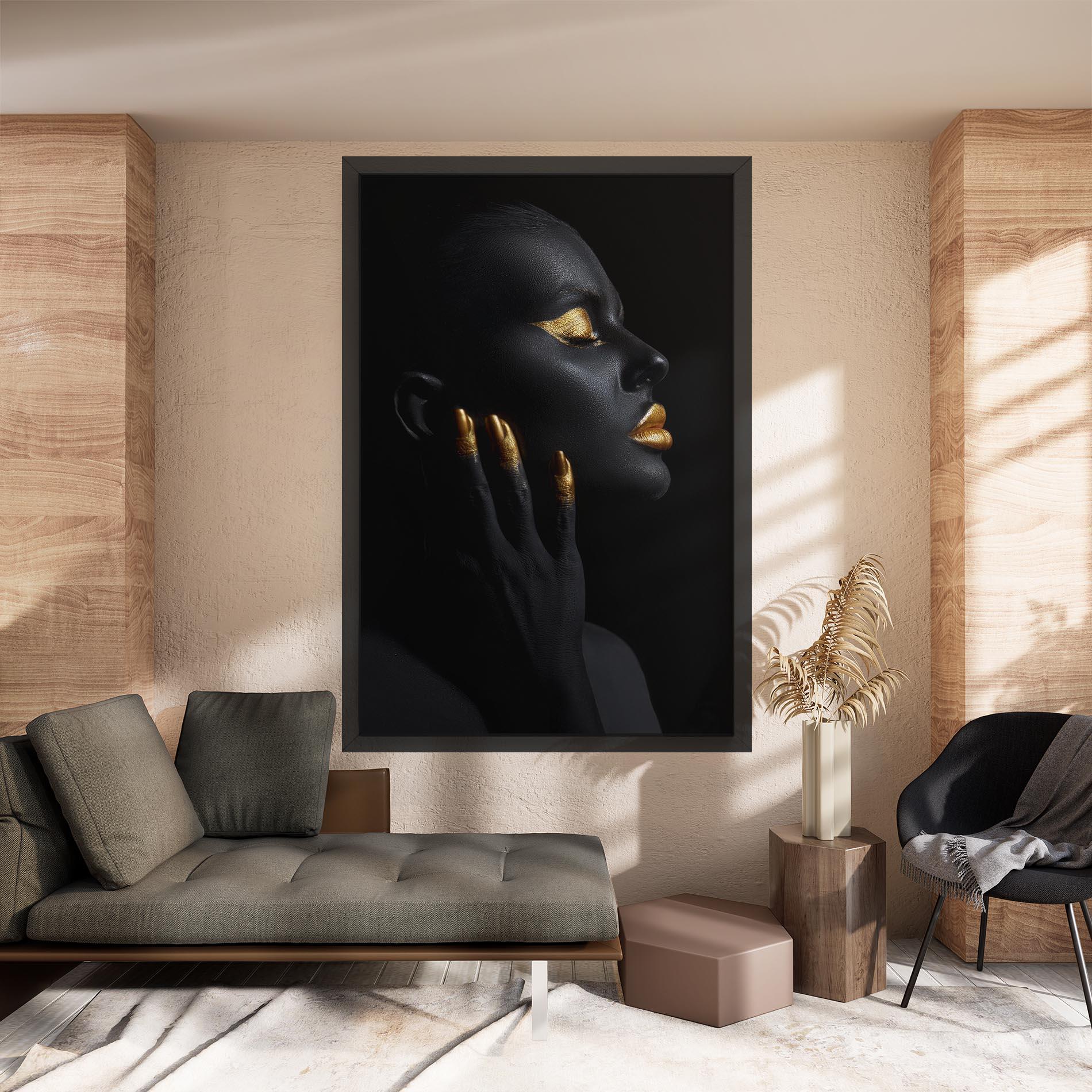 Leinwandbild Gold Black Paint mockup 8