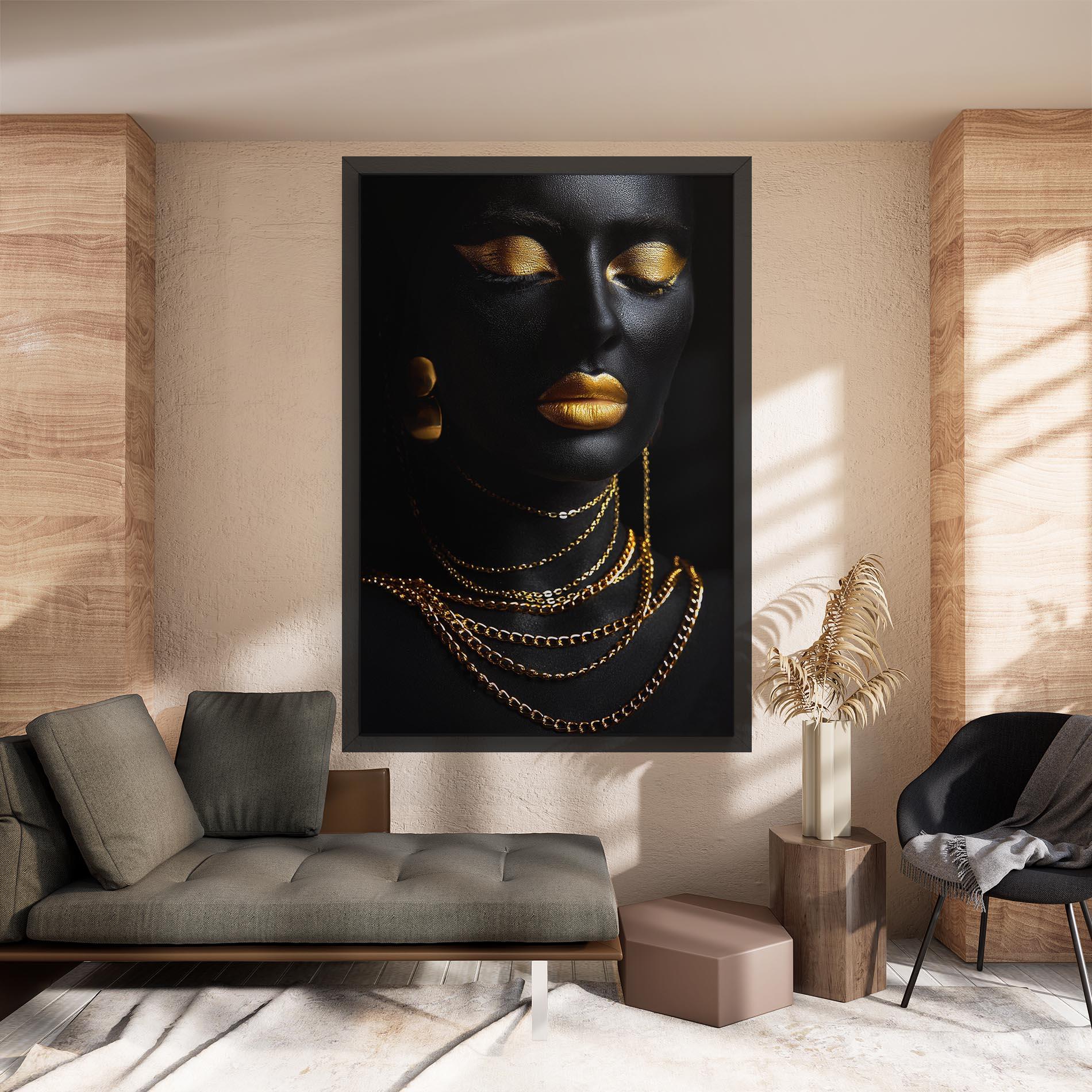 Leinwandbild Gold Makeup Lips mockup 8