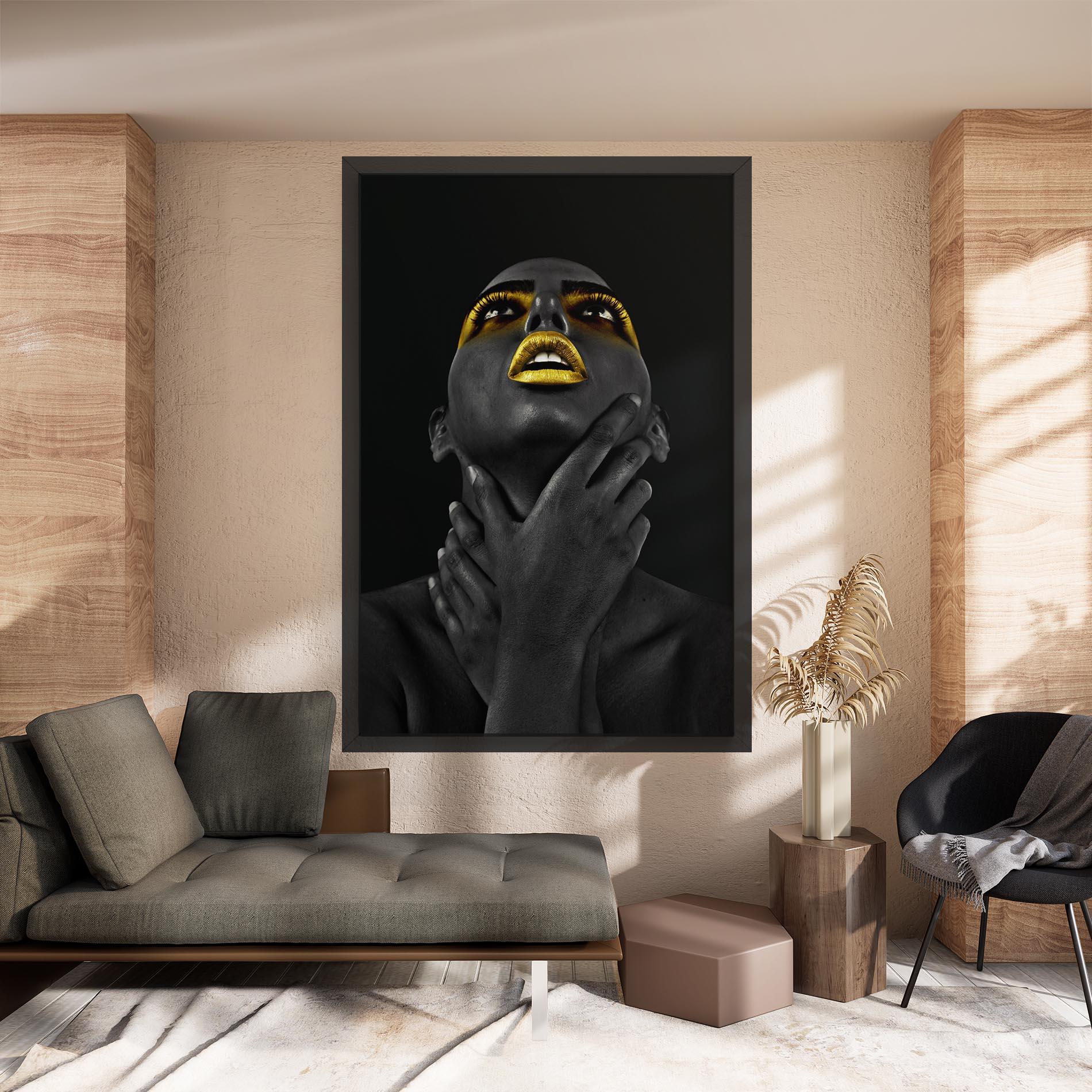 Leinwandbild Golden Lips Women mockup 8