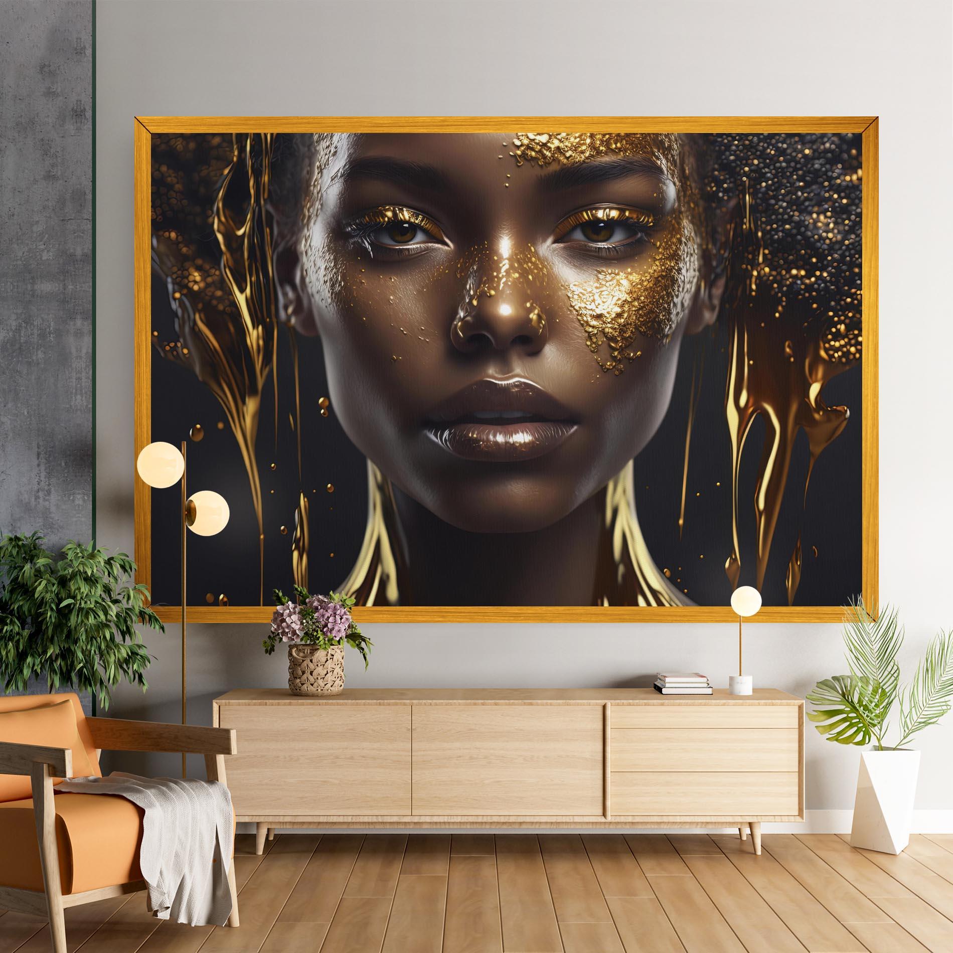 Leinwandbild Gold Portrait Falling mockup 9