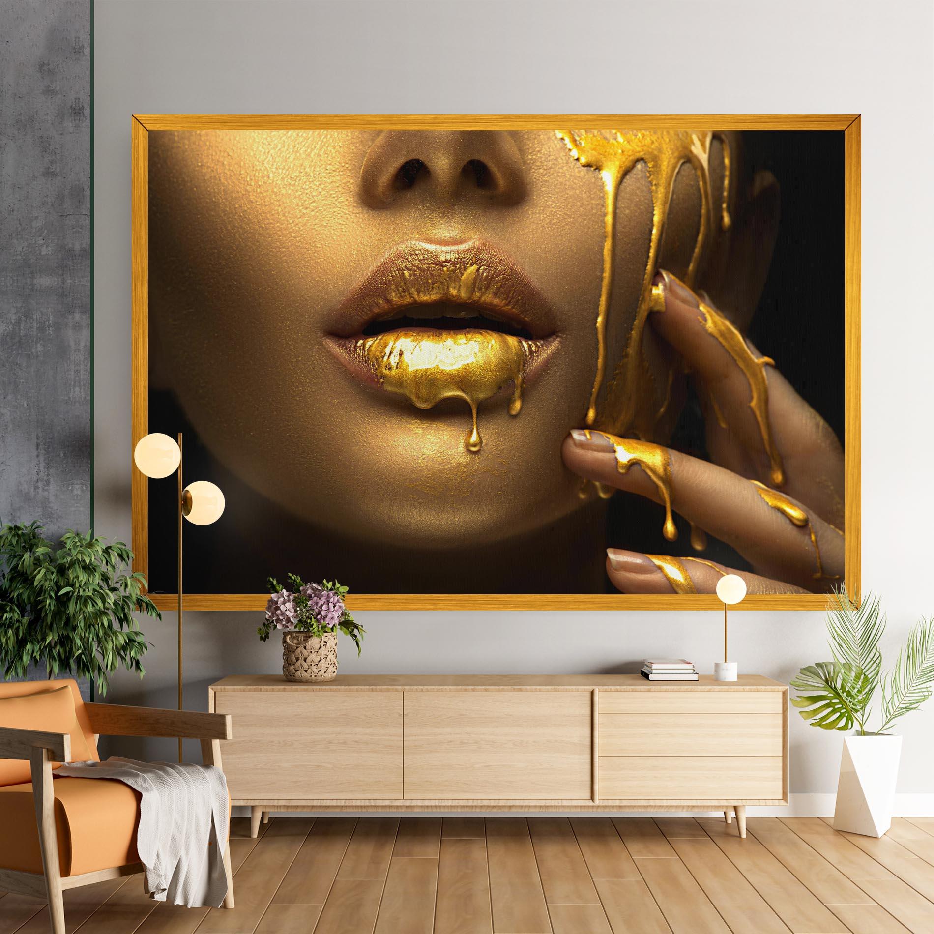 Leinwandbild Golden Lips mockup 9