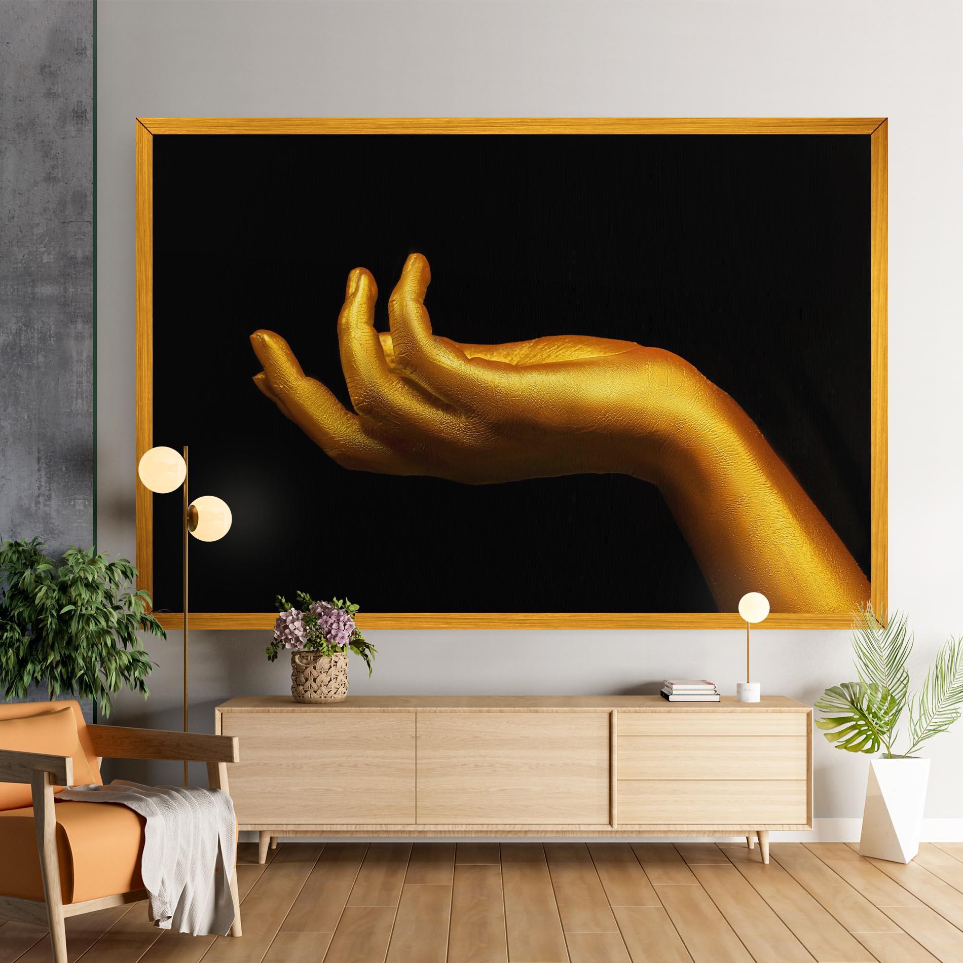 Leinwandbild Strong Gold Hand mockup 9
