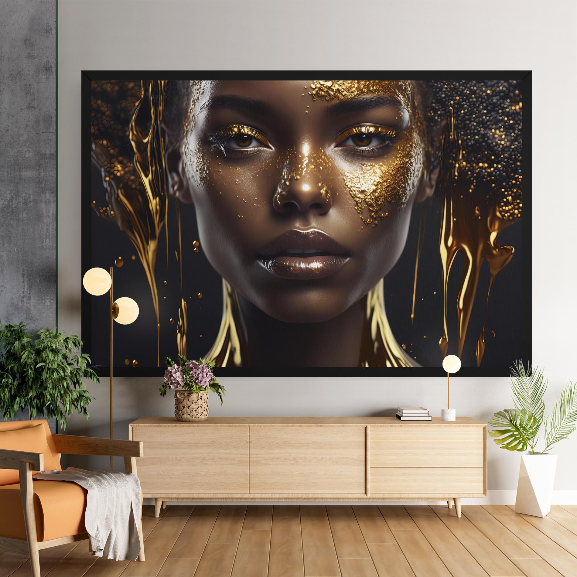 Leinwandbild Gold Portrait Falling mockup 9