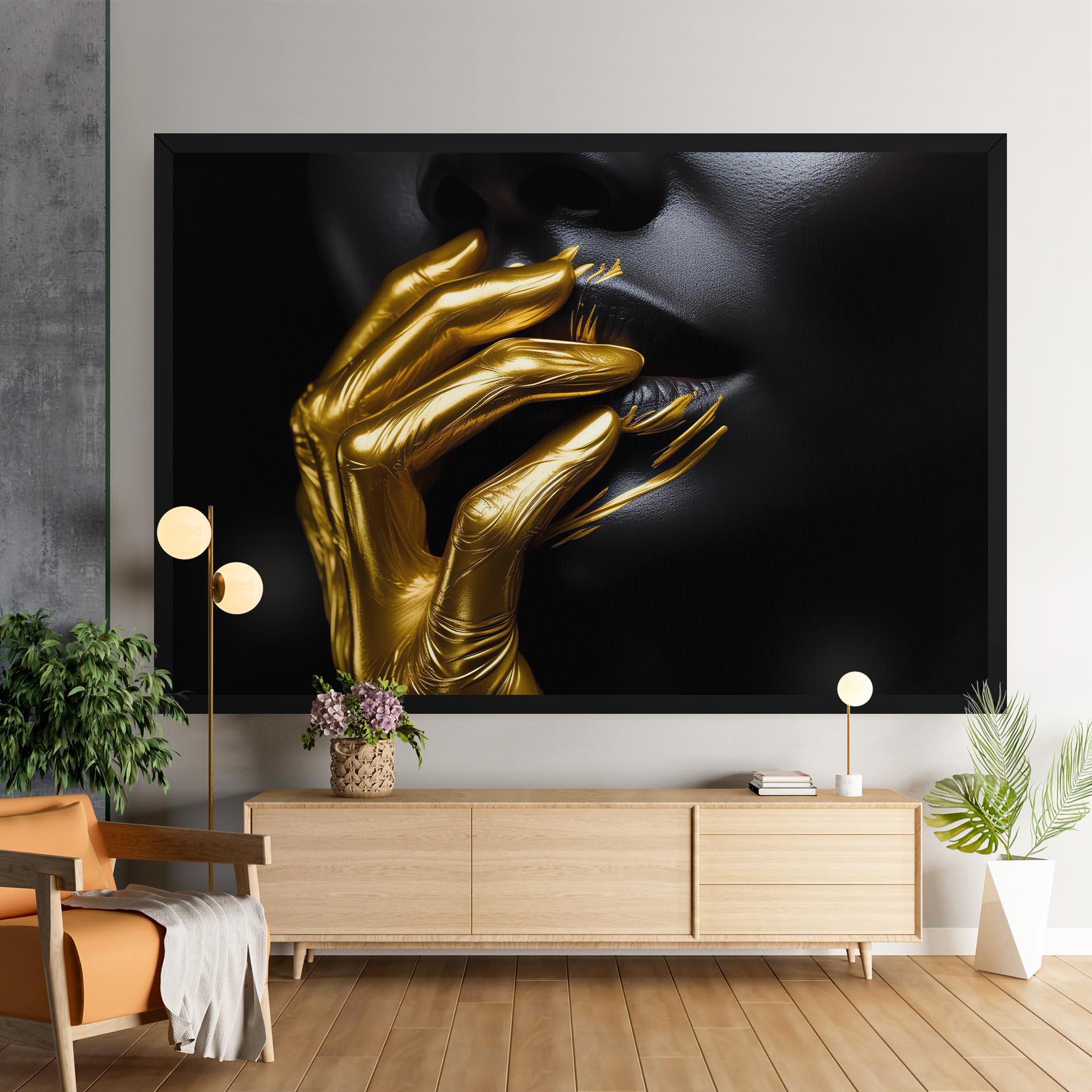 Leinwandbild Gold Small Hand mockup 9