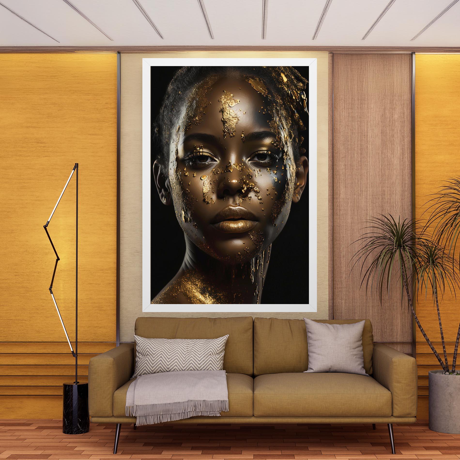 Leinwandbild Attractive Gold Woman mockup 9